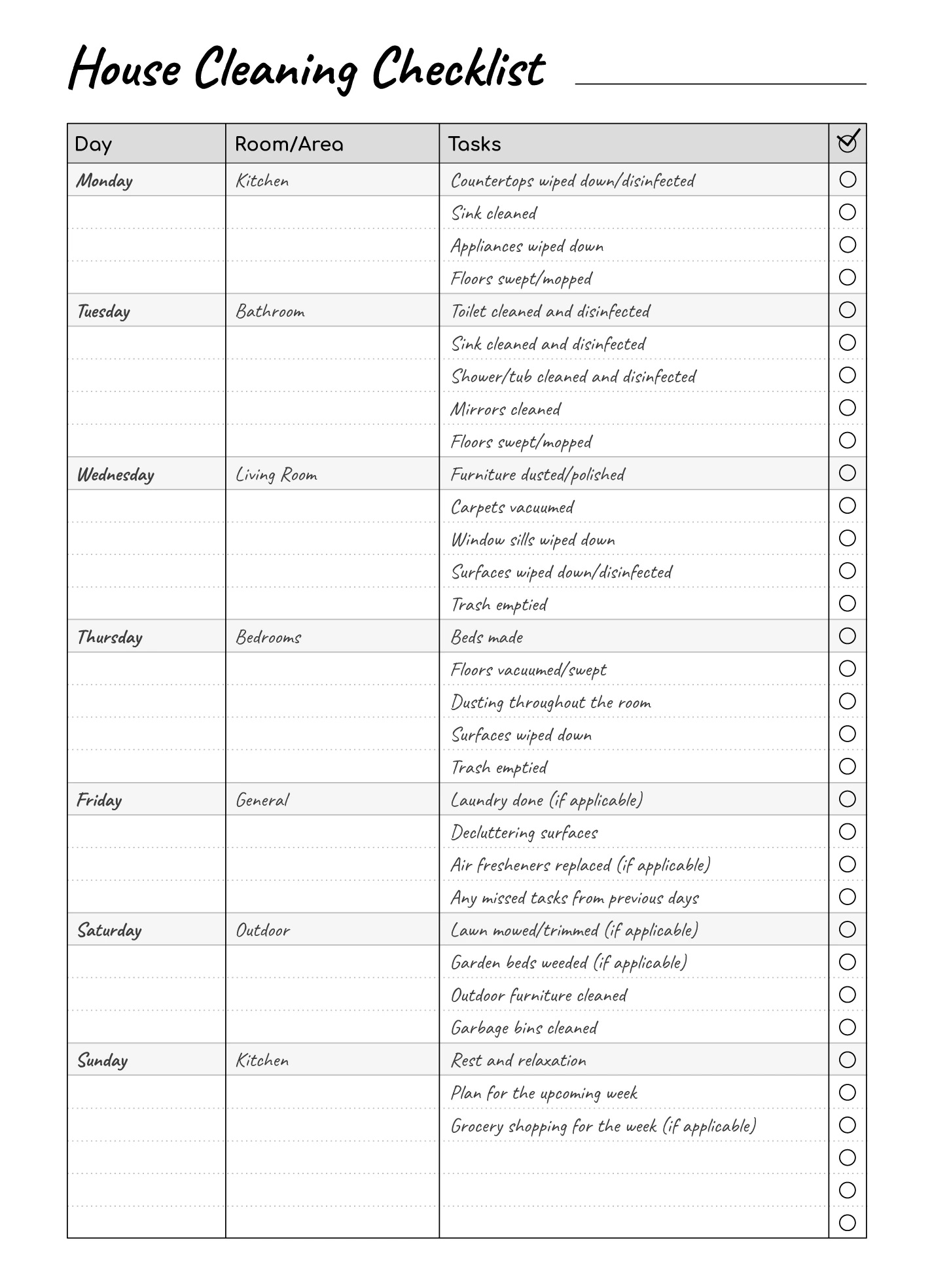 Printable House Cleaning Checklist Free Google Docs Template Printable House Cleaning Checklist Free Google Docs Template