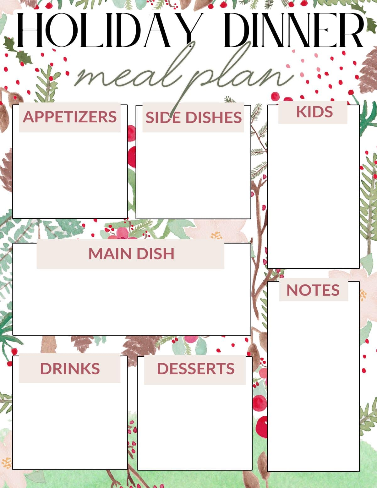Printable Meal Planner For The Holidays Printable Meal Planner For The Holidays