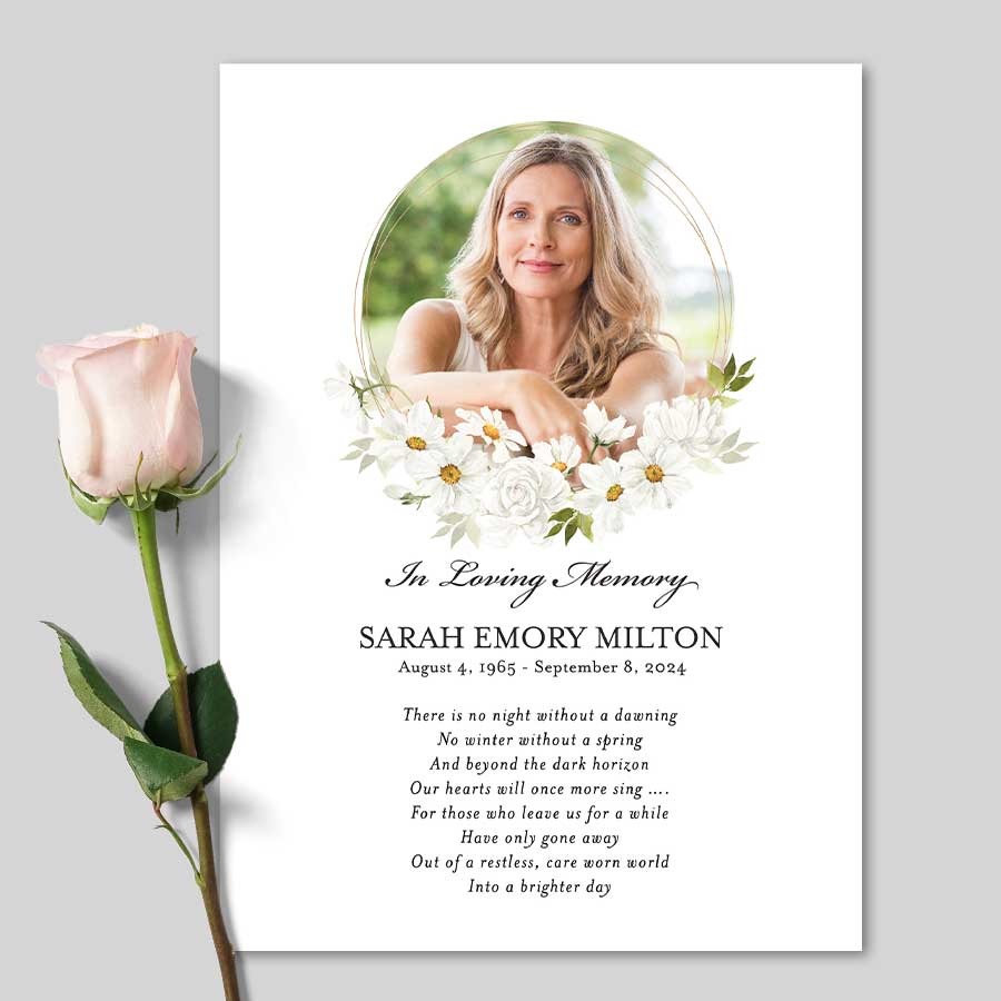 Printable Memorial Cards Daisy Theme Printable Memorial Cards Daisy Theme