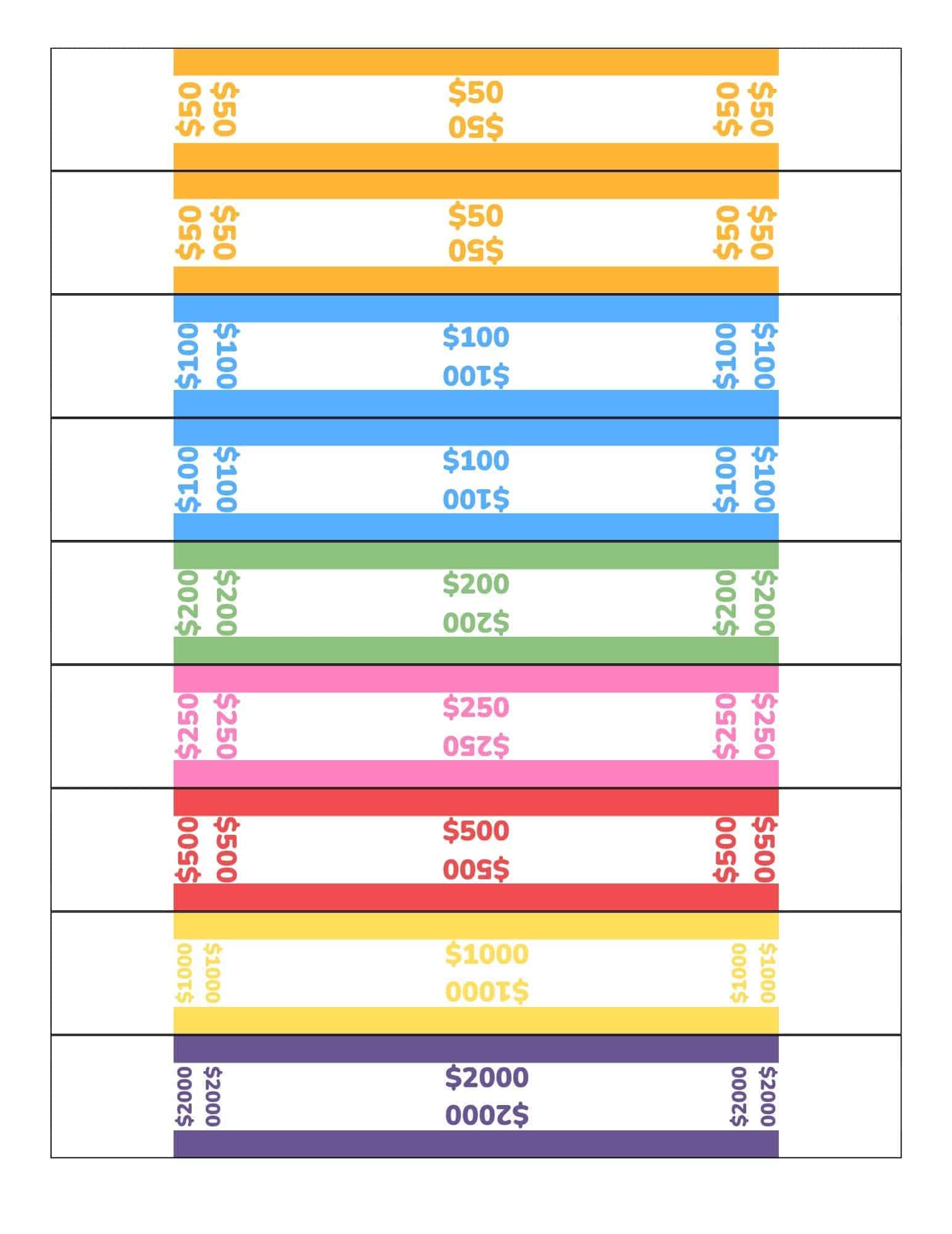 Printable Money Bands