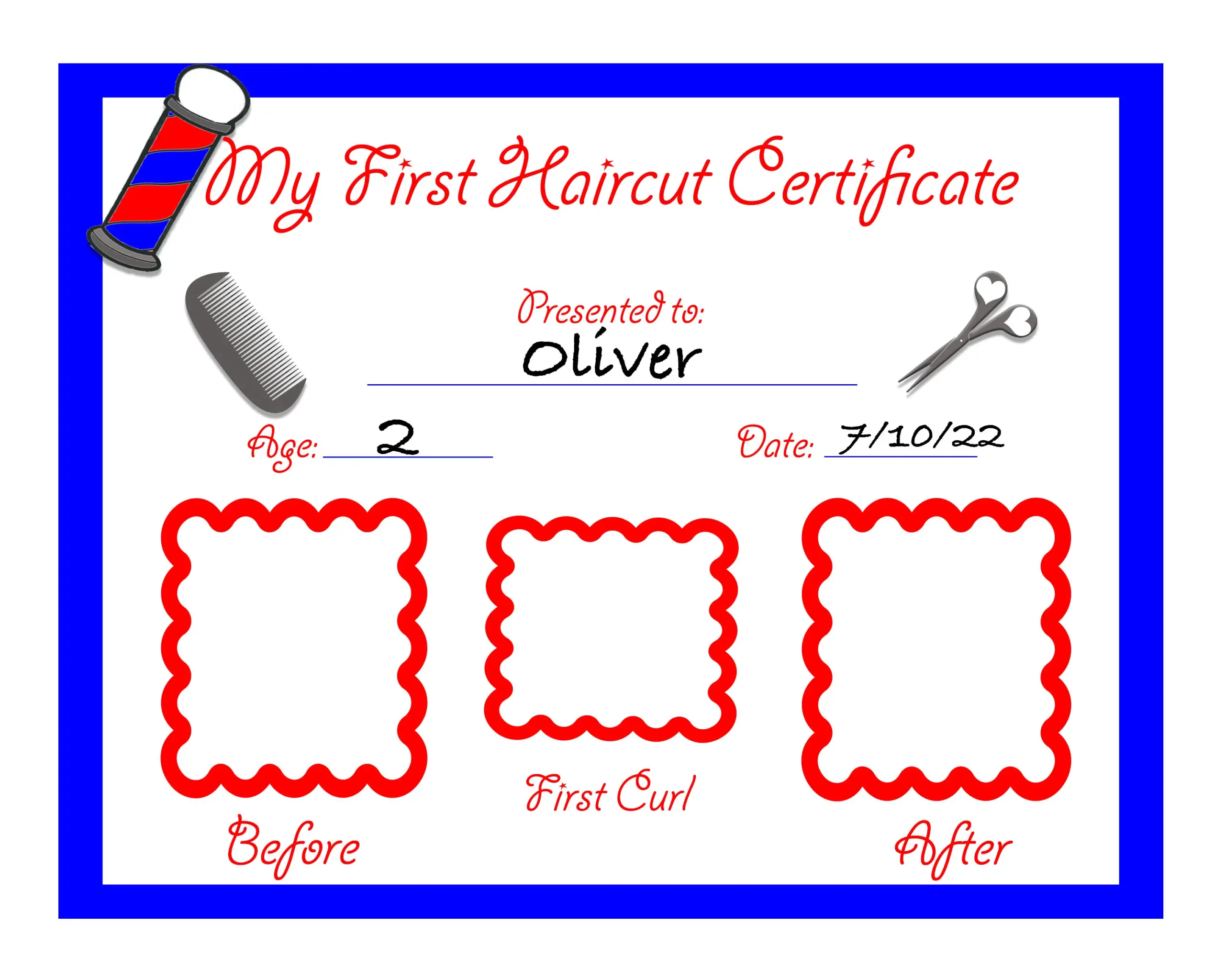 free printable first haircut certificate template free printable first haircut certificate template
