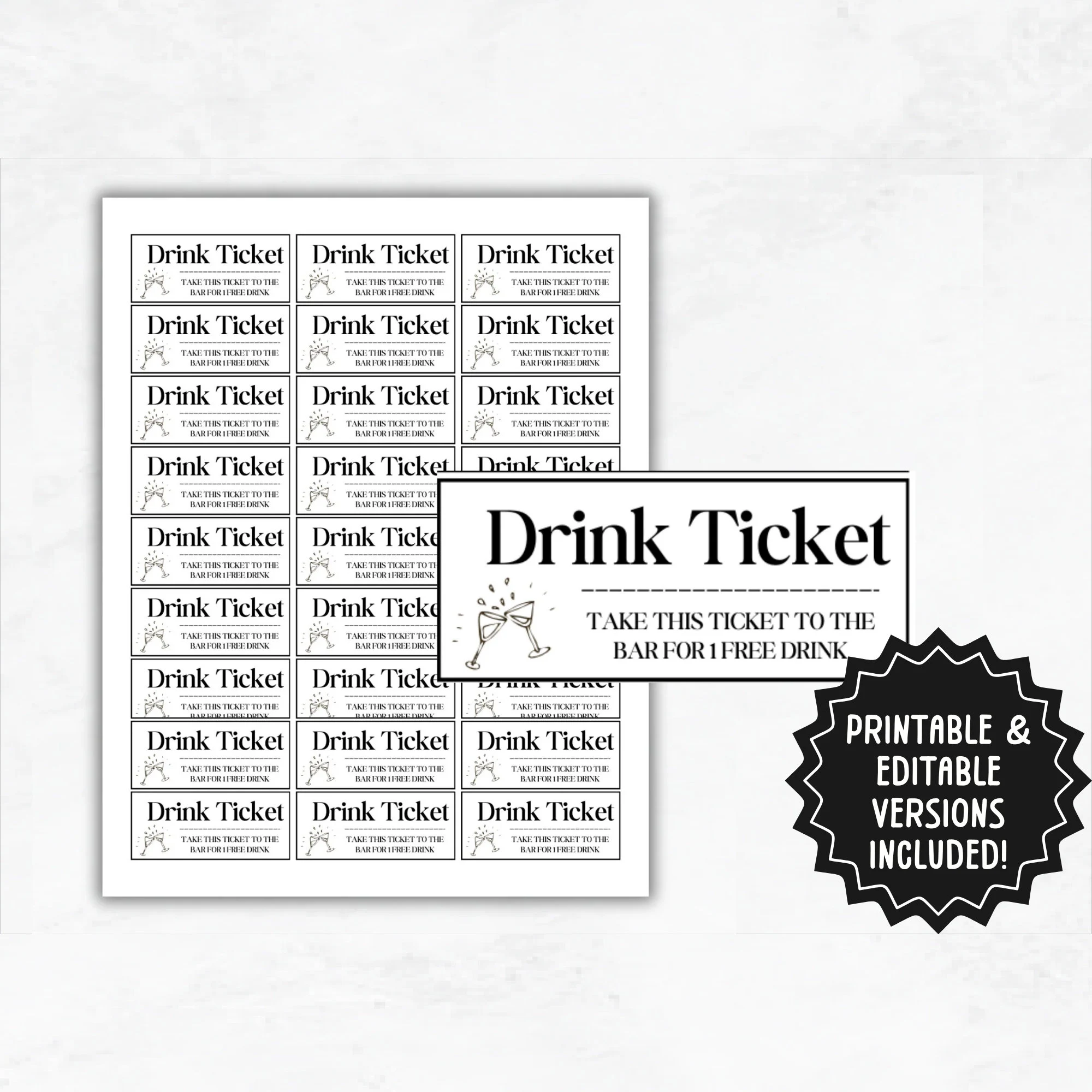 Printable Party Drink Tickets Editable Printable Party Drink Tickets Editable