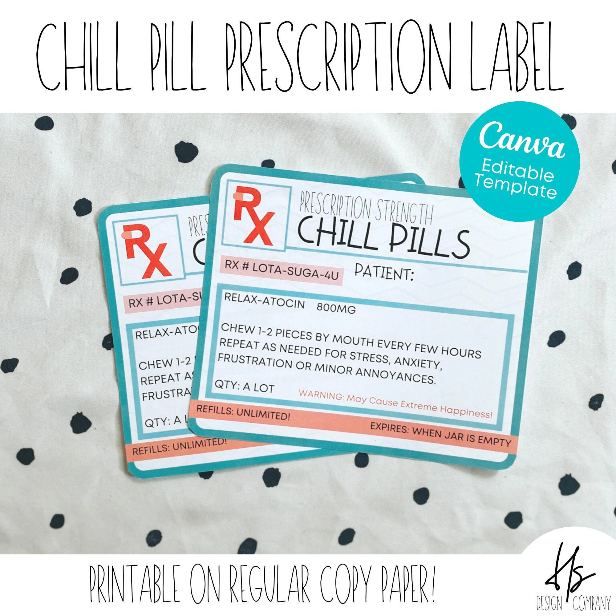 free printable chill pill label template