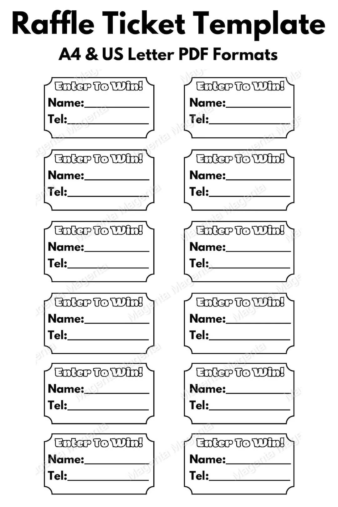 Printable Raffle Ticket Template A0 A1 Printable Raffle Ticket Template A0 A1
