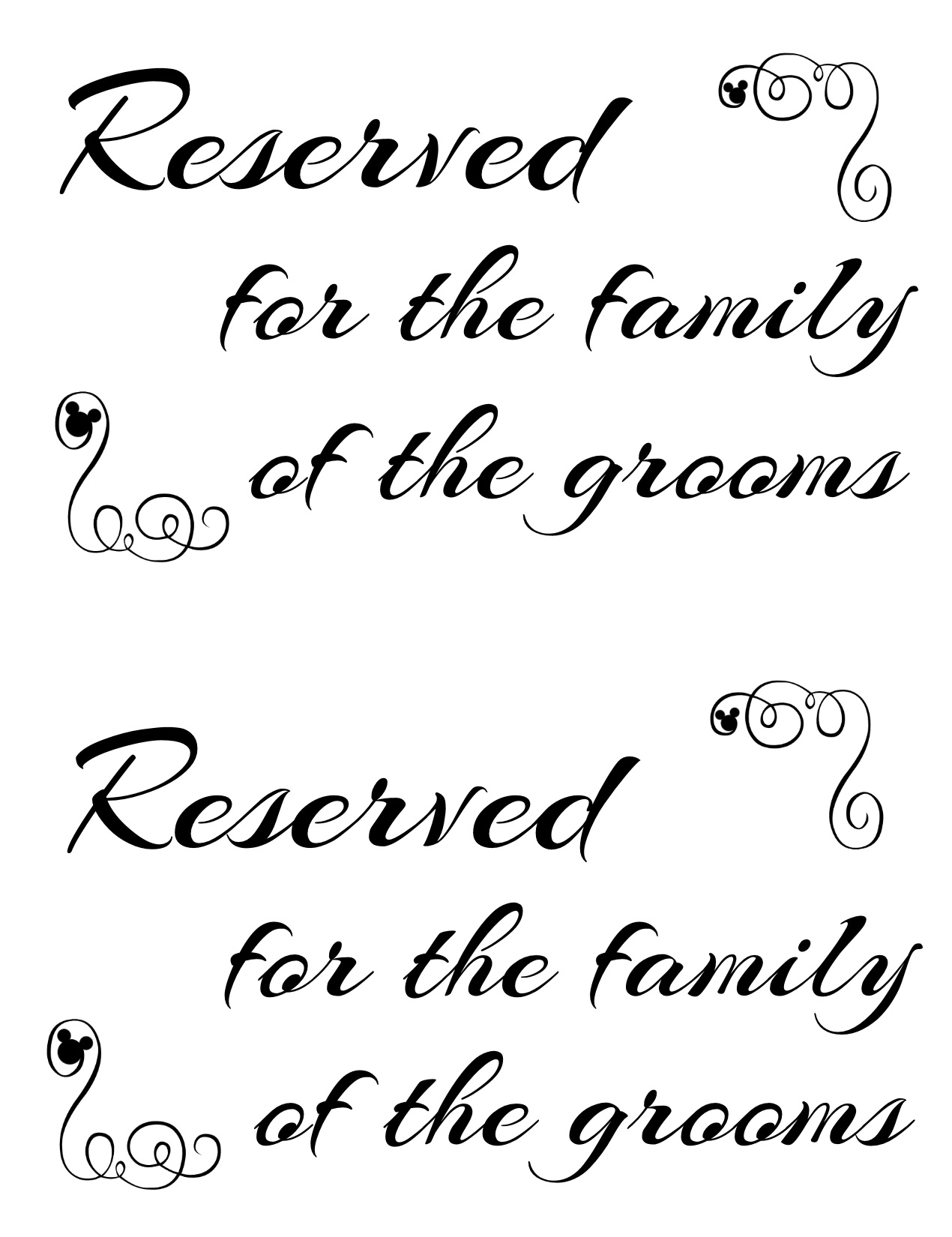 Printable Reserved Seating Signs Printable Reserved Seating Signs