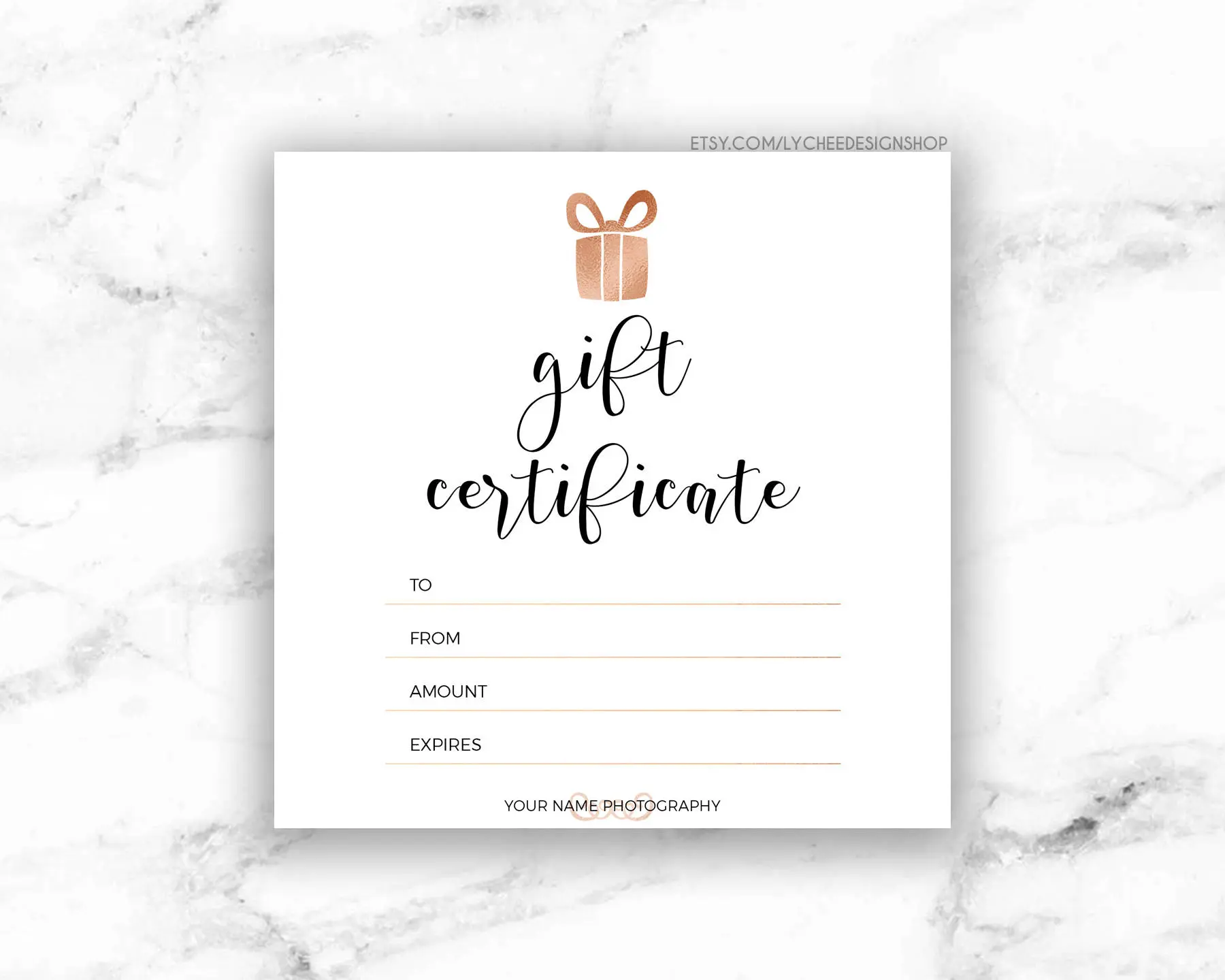 Printable Rose Gold Gift Certificate Printable Rose Gold Gift Certificate