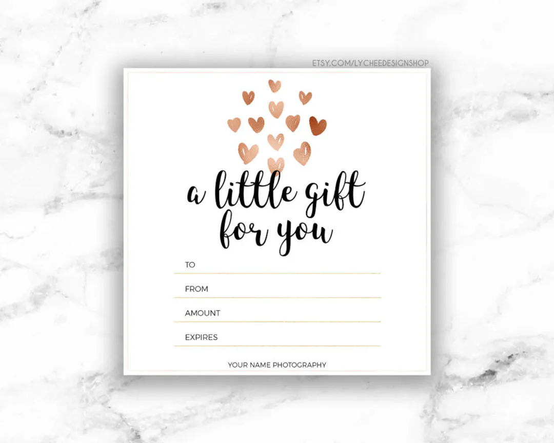 Printable Rose Gold Hearts Gift