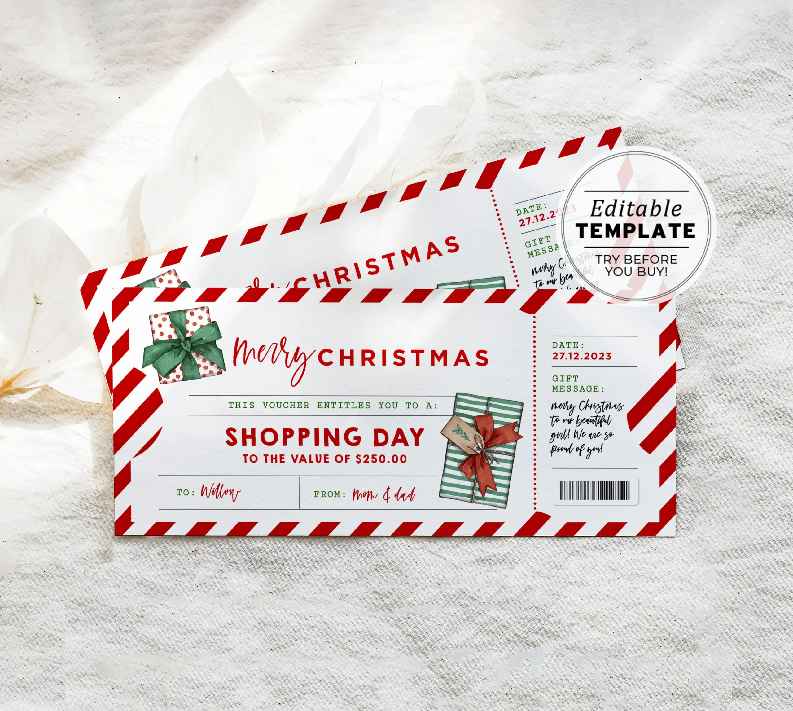 Printable Shopping Spree Christmas Gift Printable Shopping Spree Christmas Gift