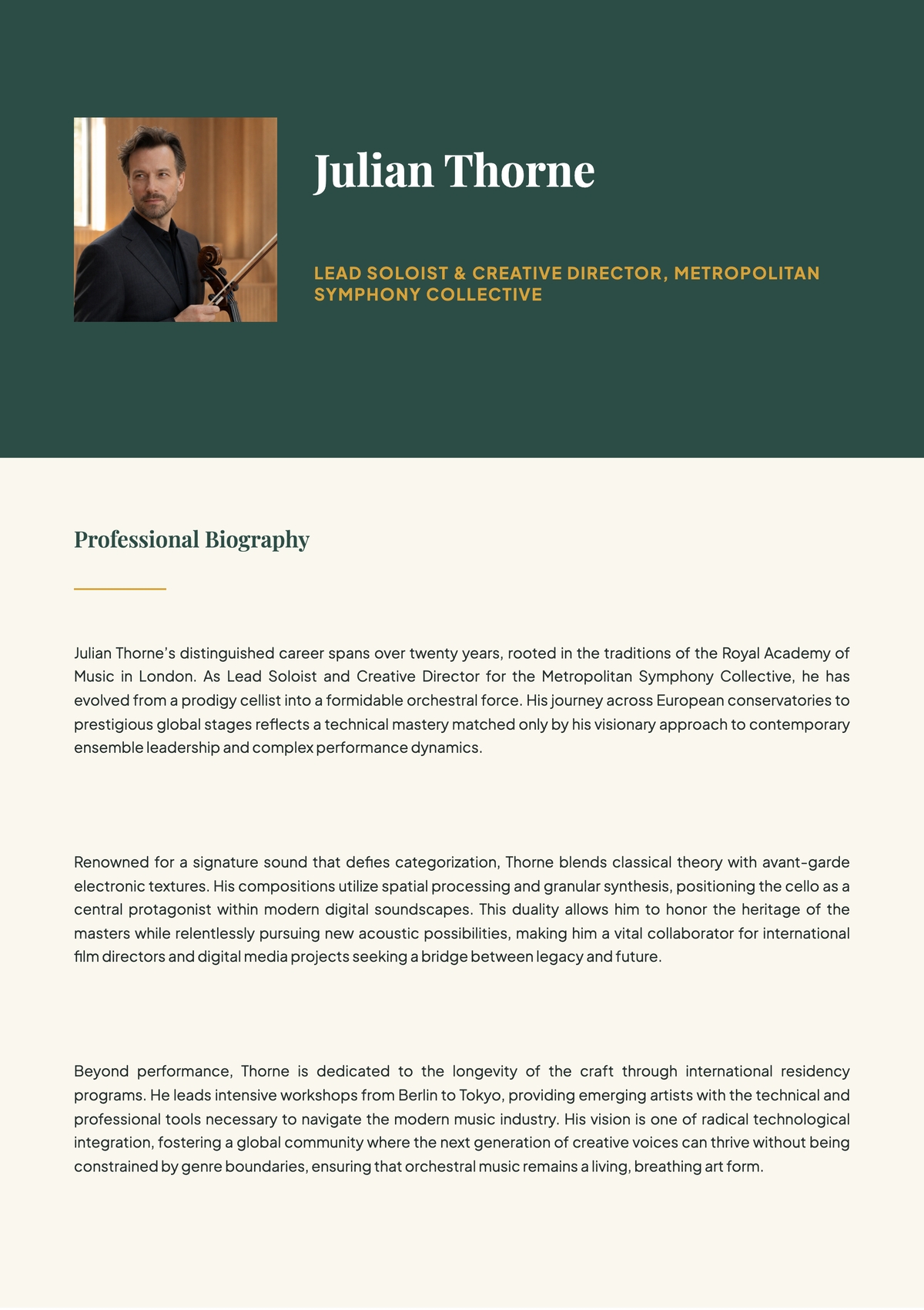 Professional Bio Template For Musician