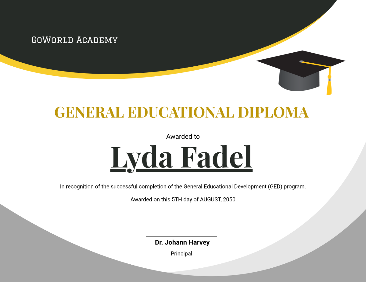 Professional Ged Diploma Certificate