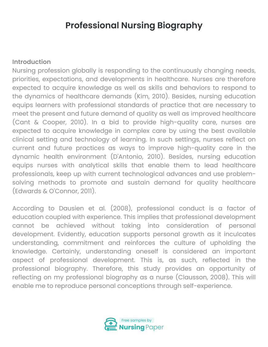 Professional Nursing Biography