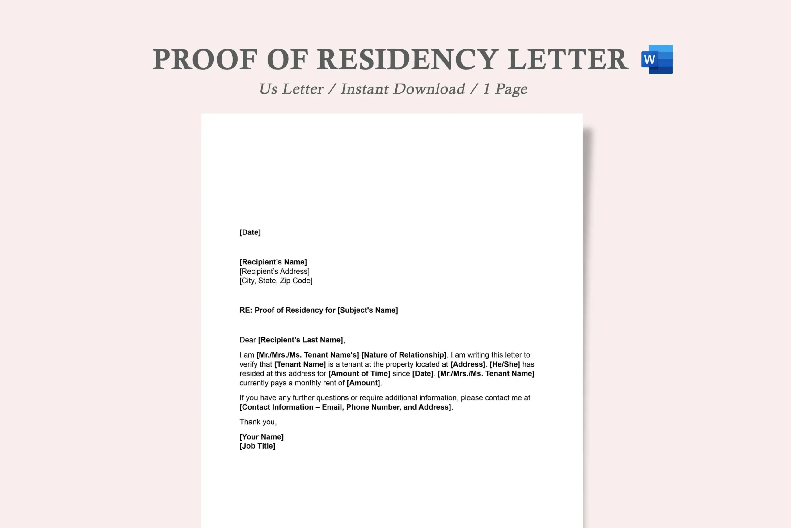 Proof Of Residency Letterletter Of