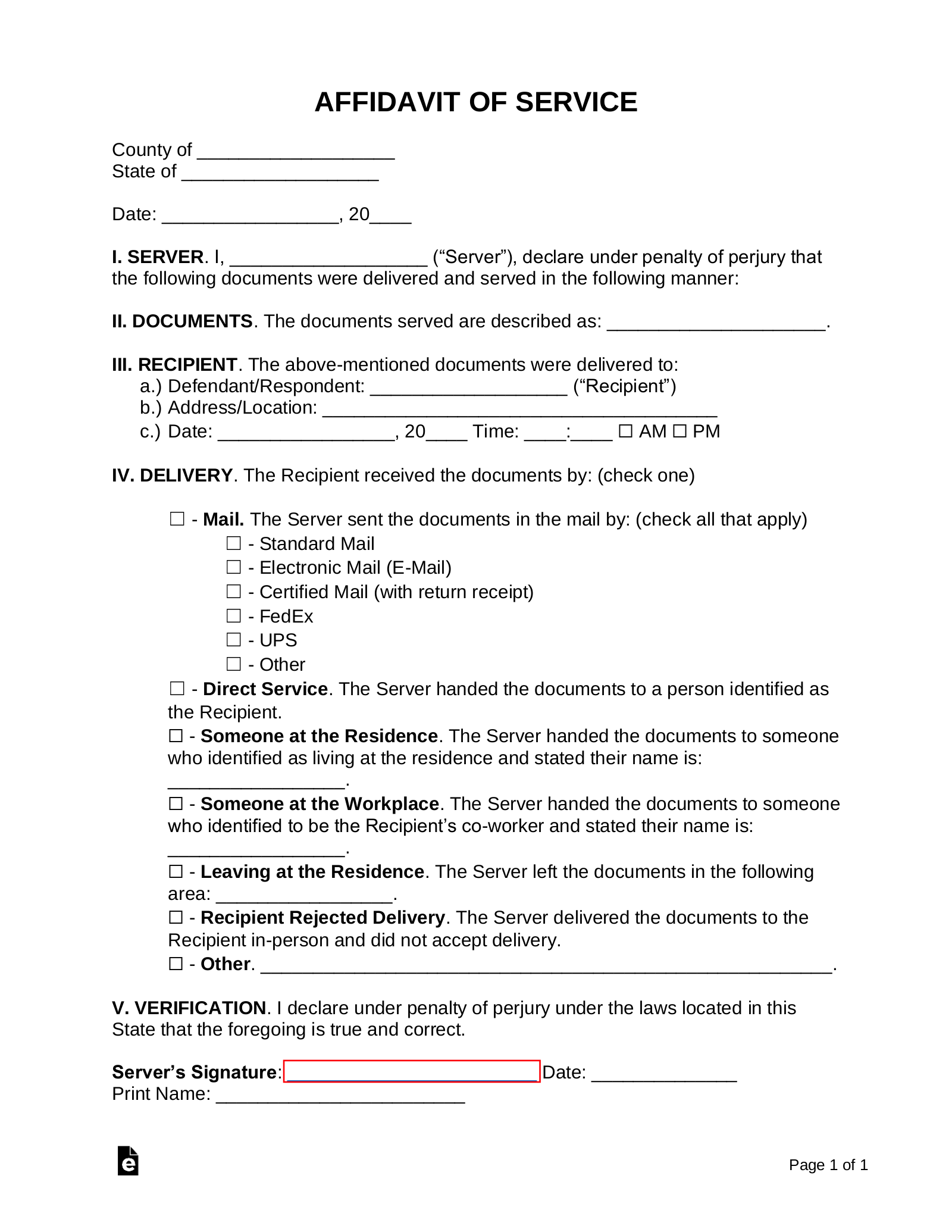 Proof Of Service