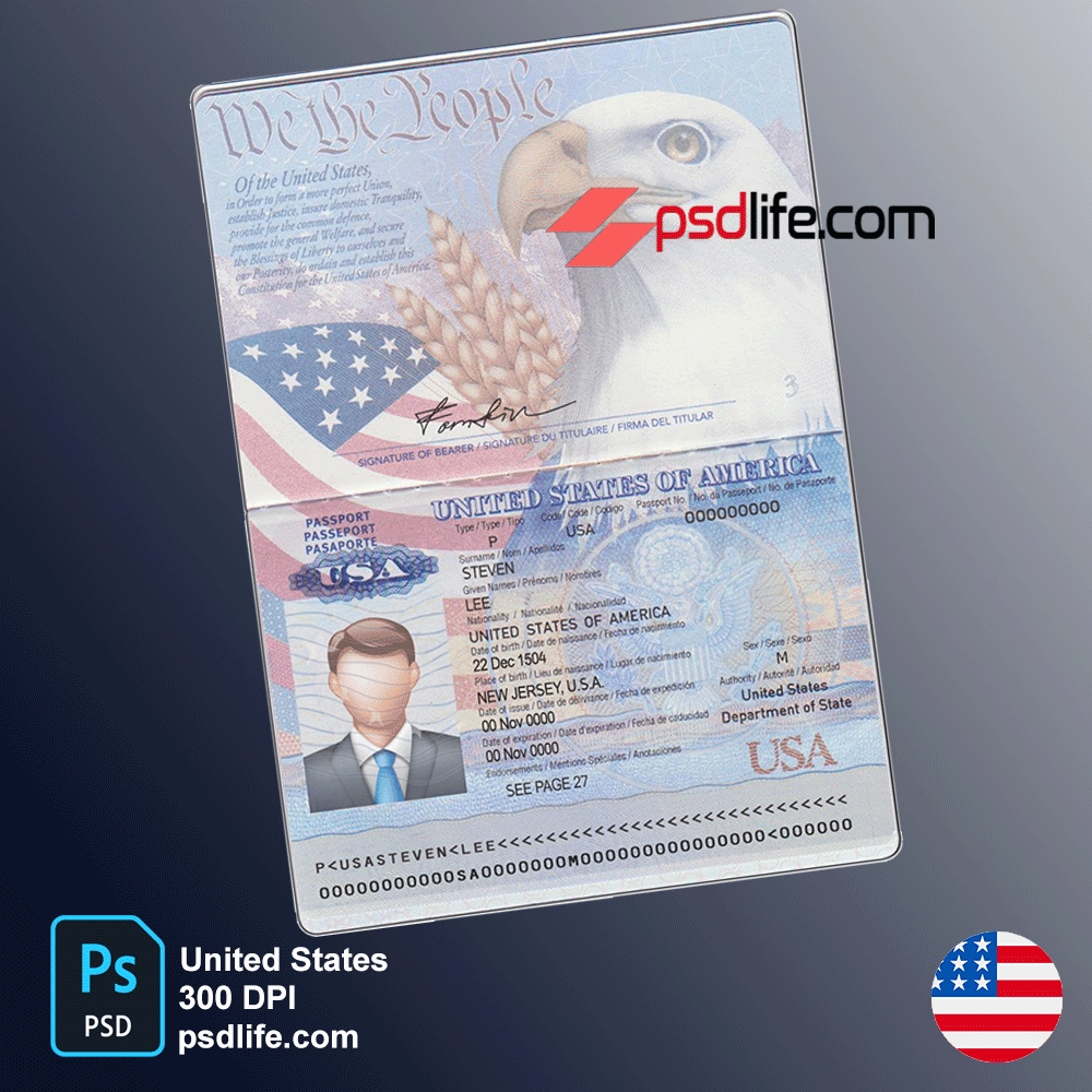 psdlifepsd Usa Passport Psd Template Full Editable With All Font