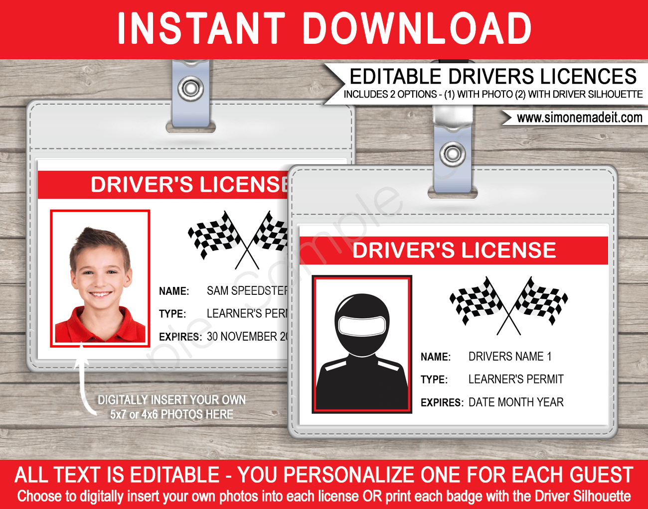 Race Car Drivers License Printable Template Race Car Drivers License Printable Template