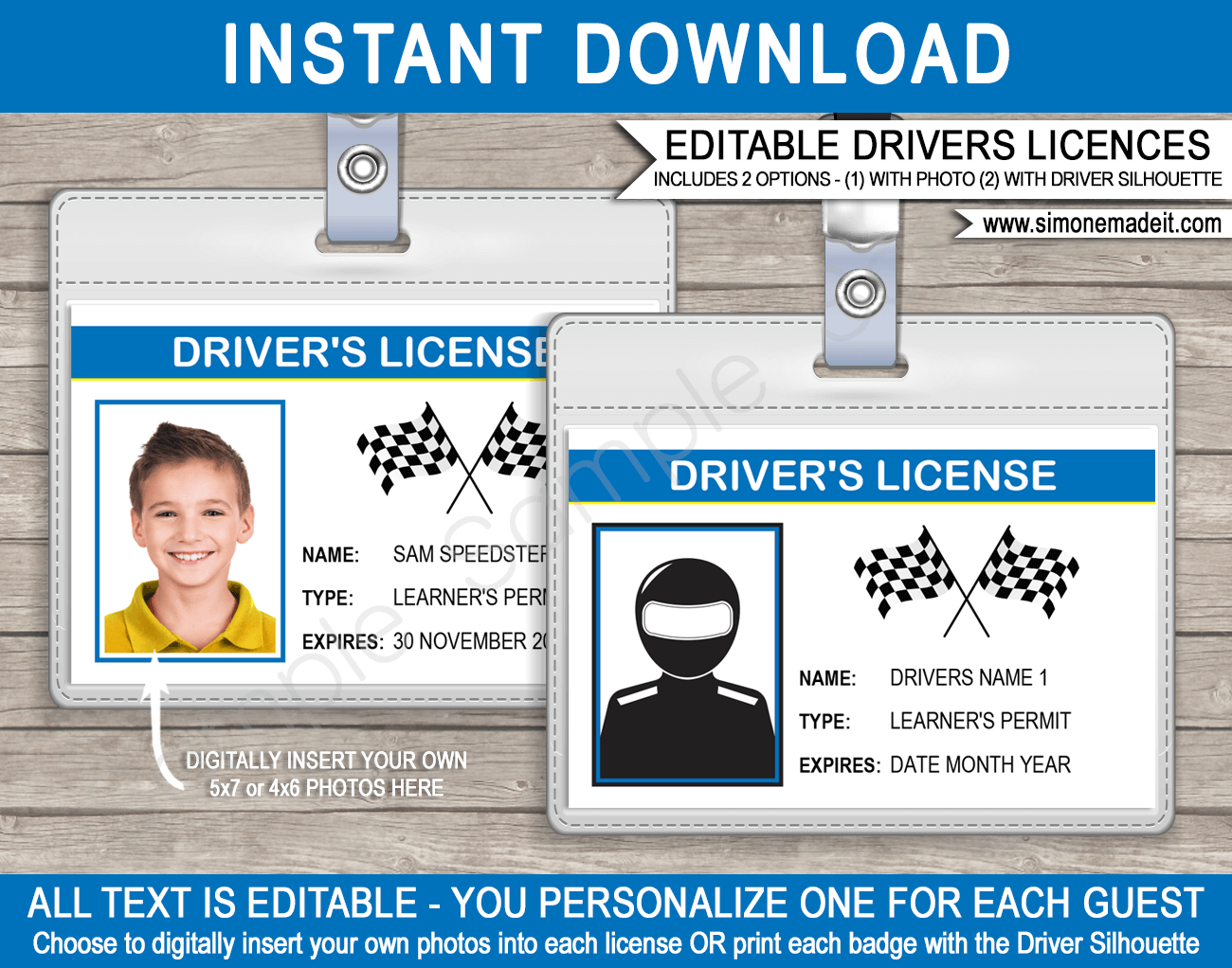 Race Car Drivers License Template