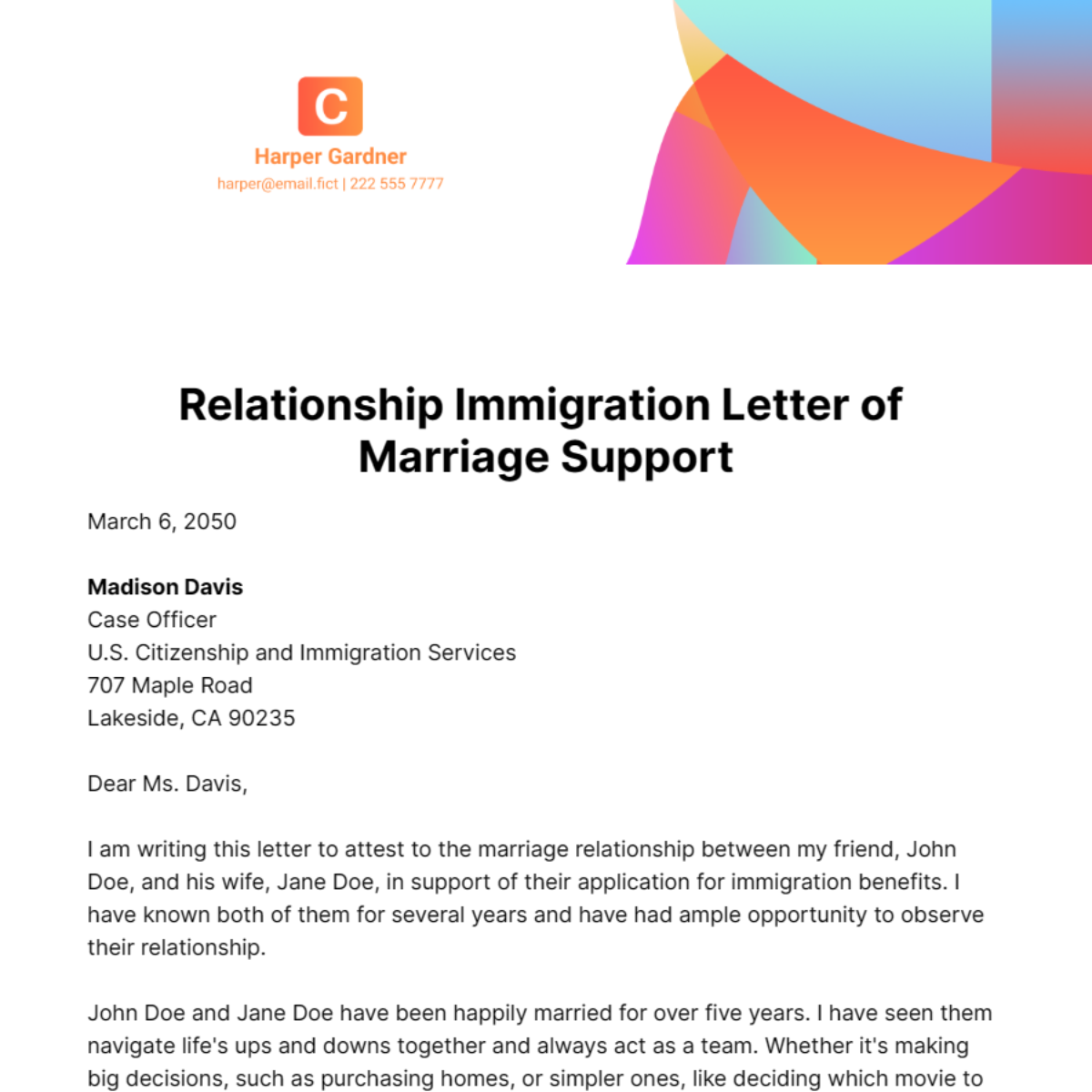 Relationship Immigration Letter Of Marriage Support Relationship Immigration Letter Of Marriage Support