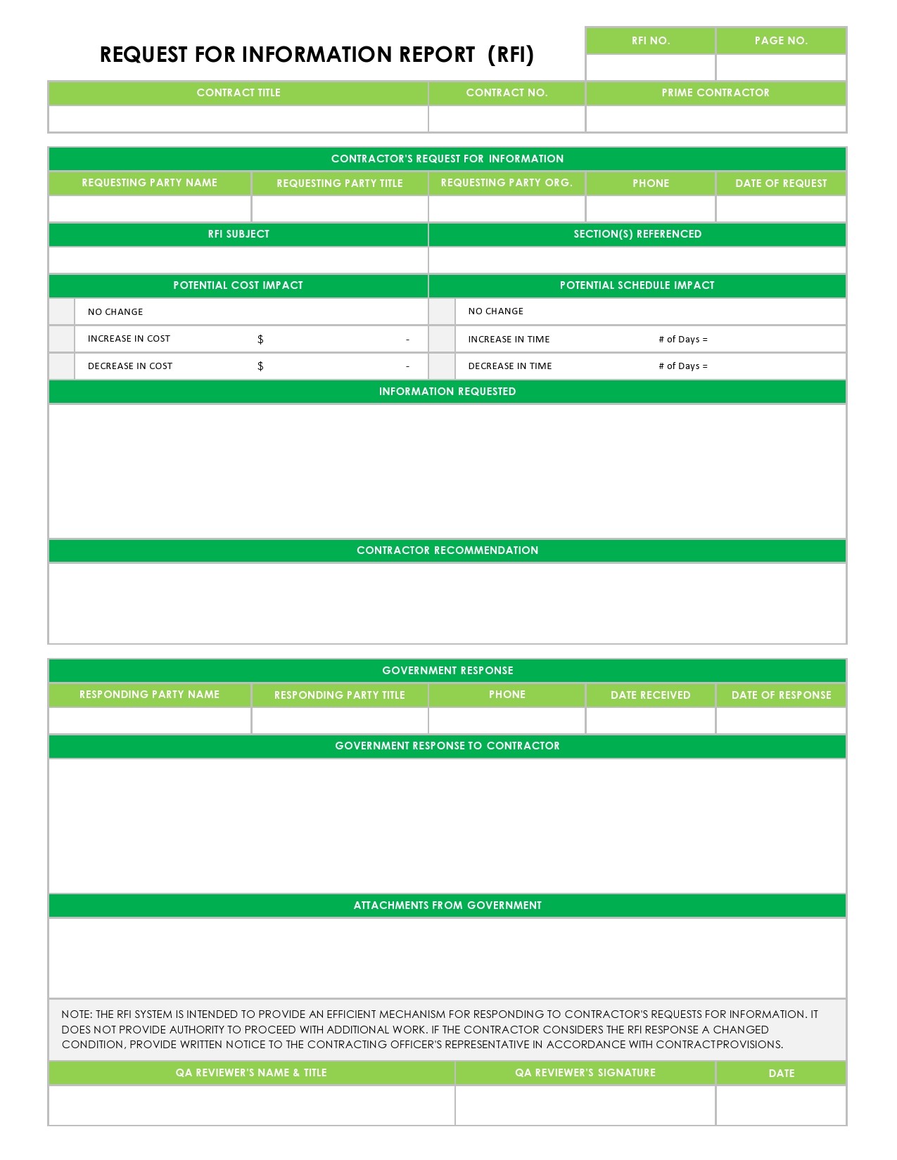 Request For Information Request For Information