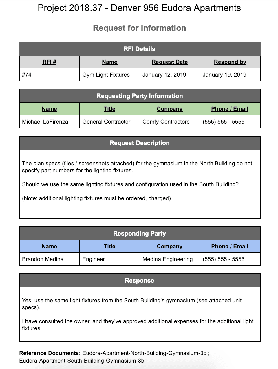 rfi sample template rfi sample template