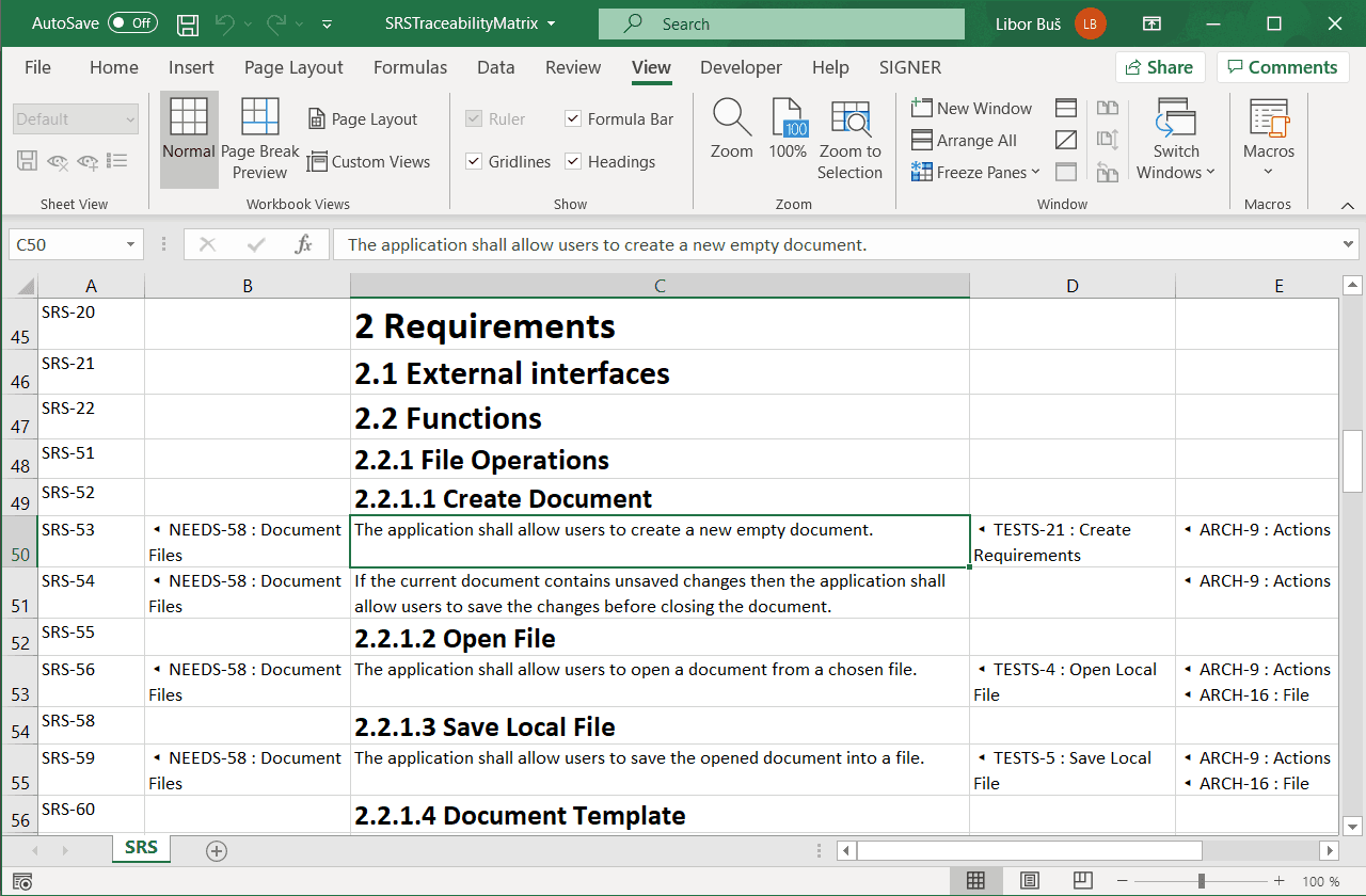 requirements traceability matrix template sample