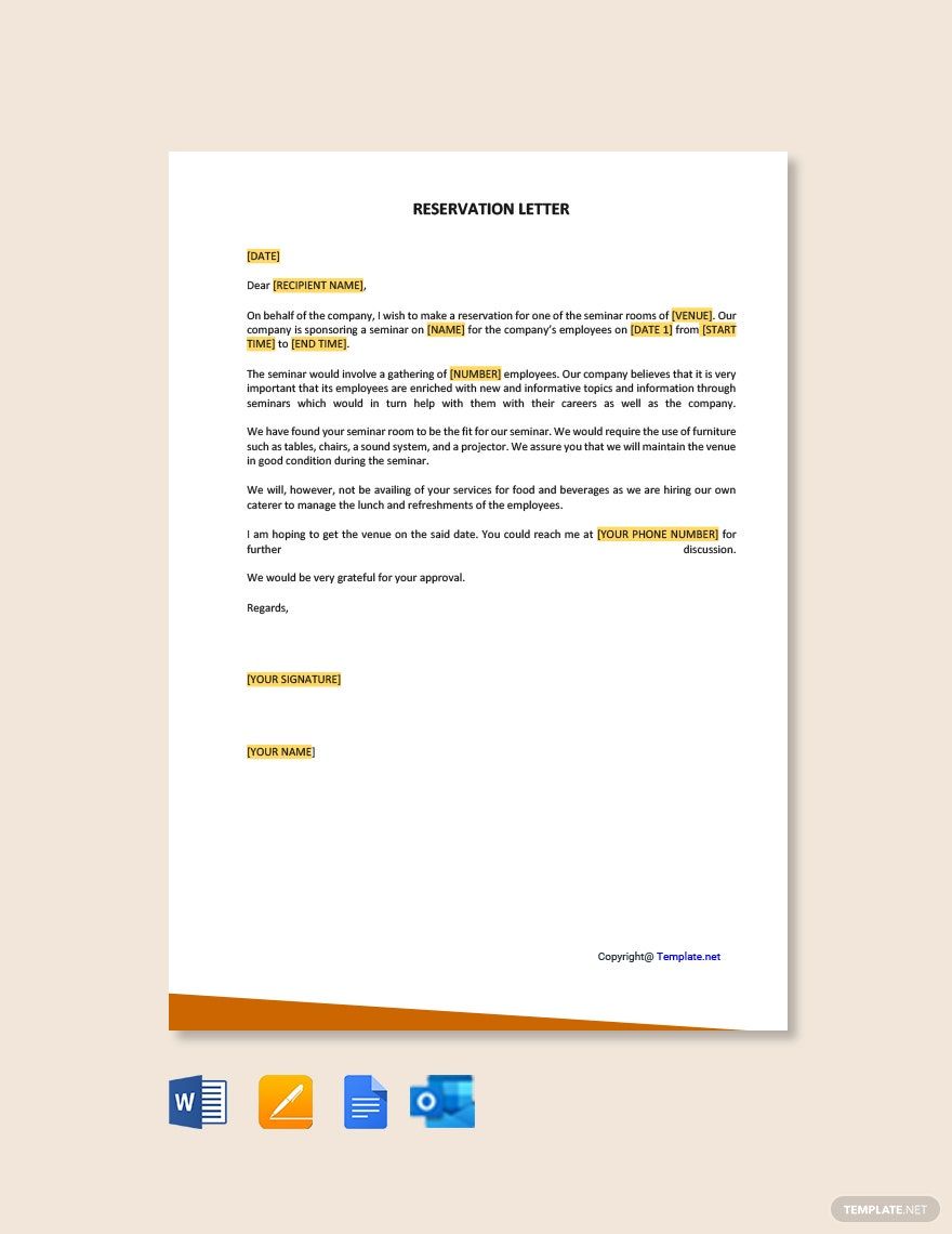 Reservation Letter Reservation Letter