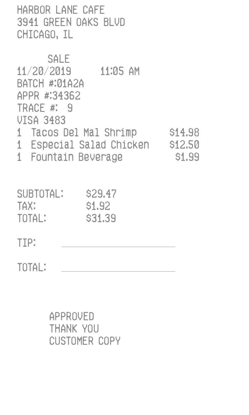 Restaurant Receipt