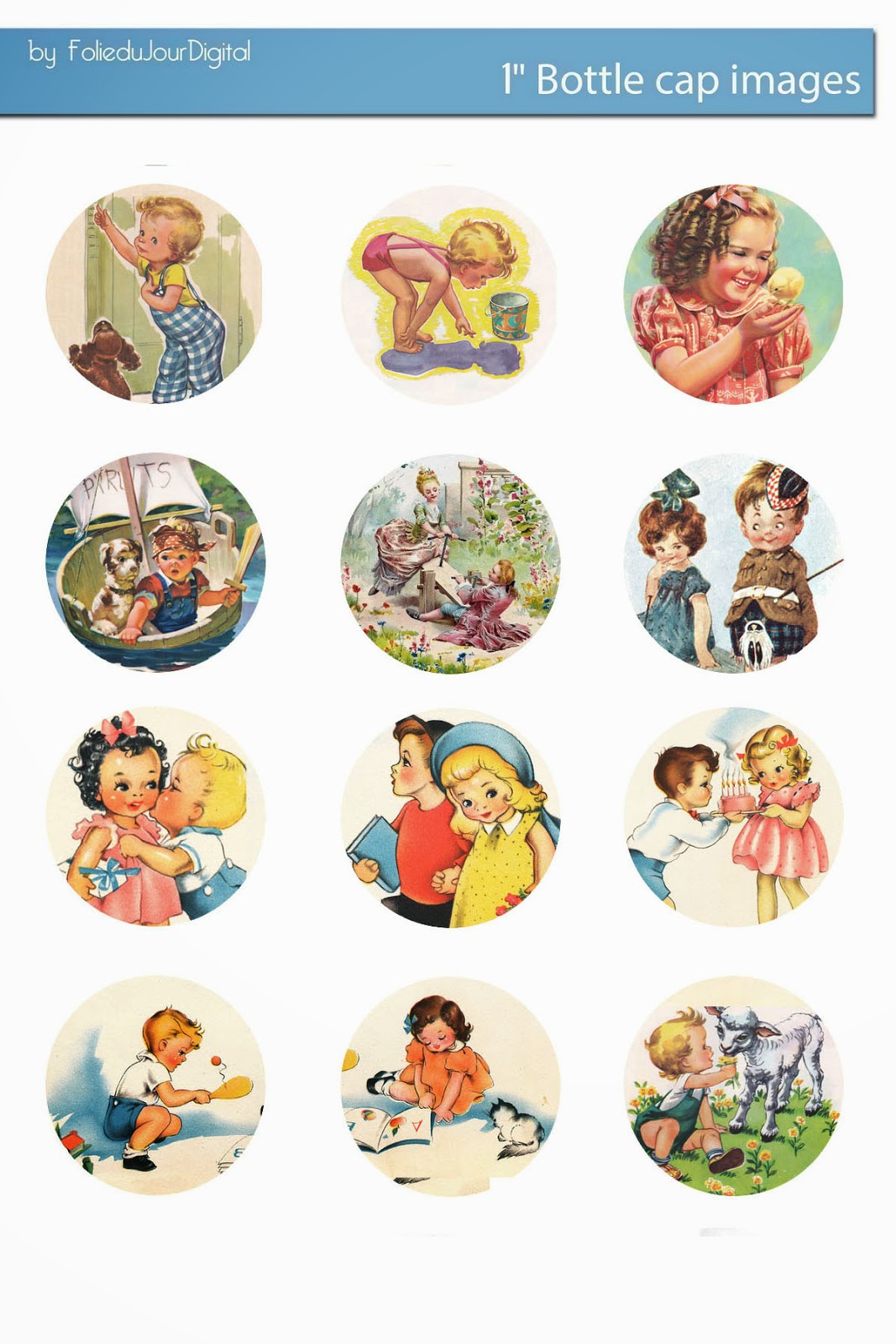 Retro Children Free Bottle Cap Images