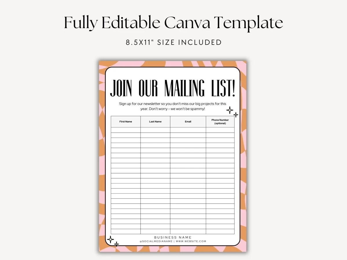 free printable email list template