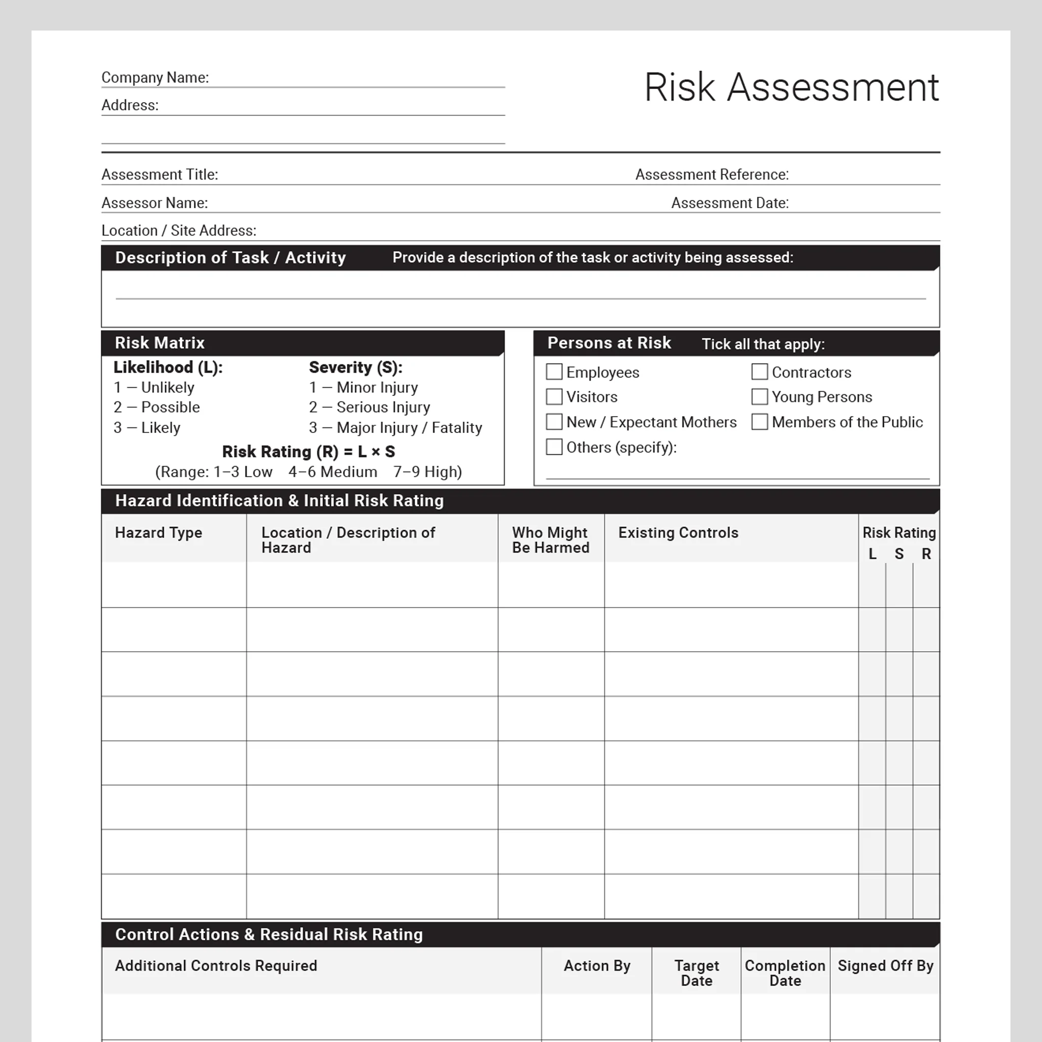 sample ach risk assessment template sample ach risk assessment template