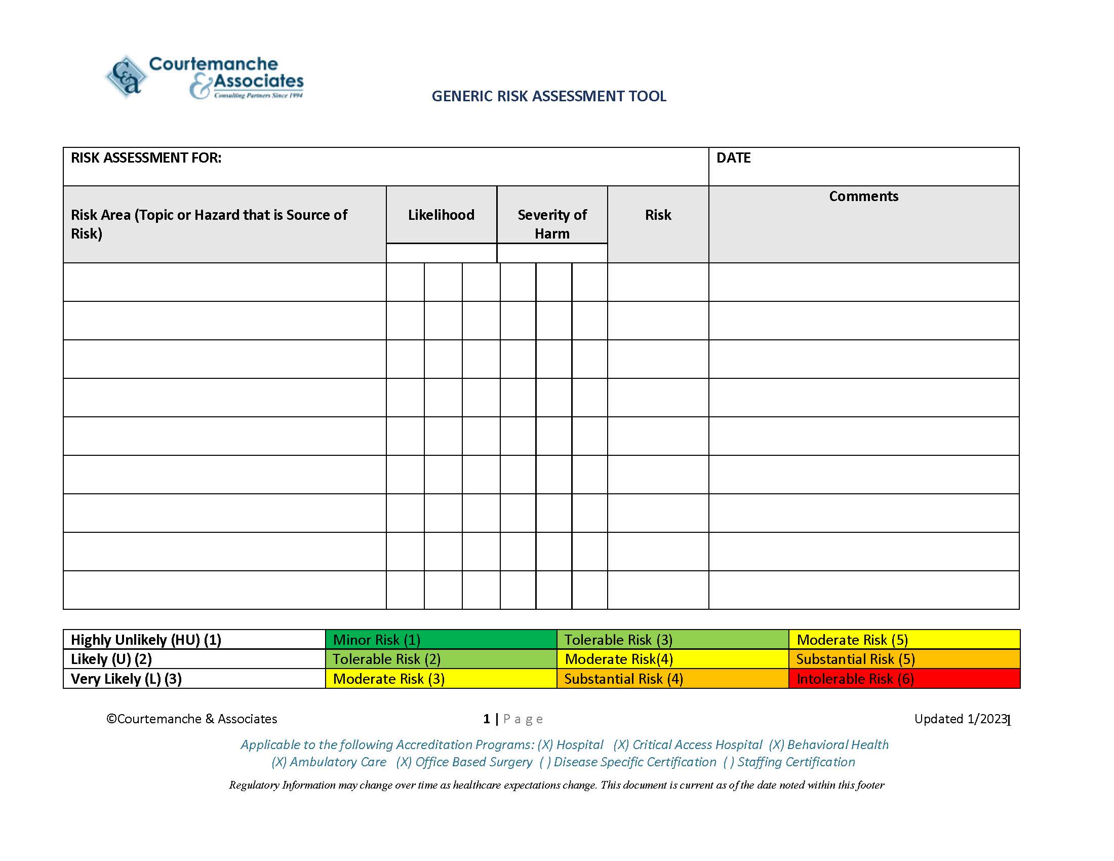 Risk Assessment Tool Generic
