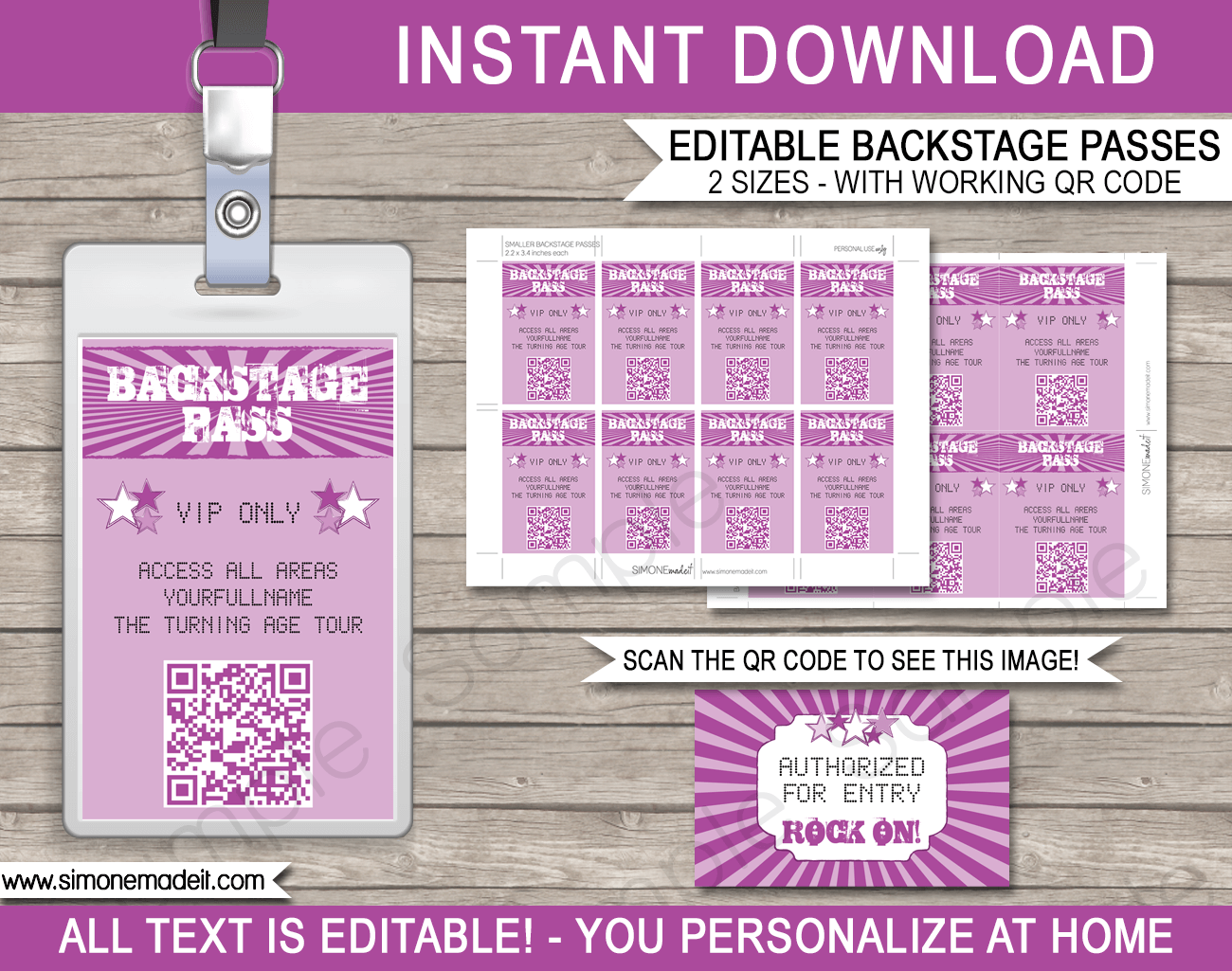 Rock Star Party Backstage Passes Template Purple Rock Star Party Backstage Passes Template Purple