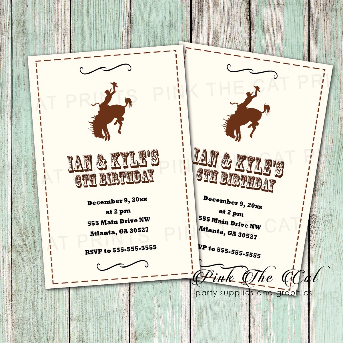 Rodeo Cowboy Invitations Birthday Rustic Kids Adults Printable
