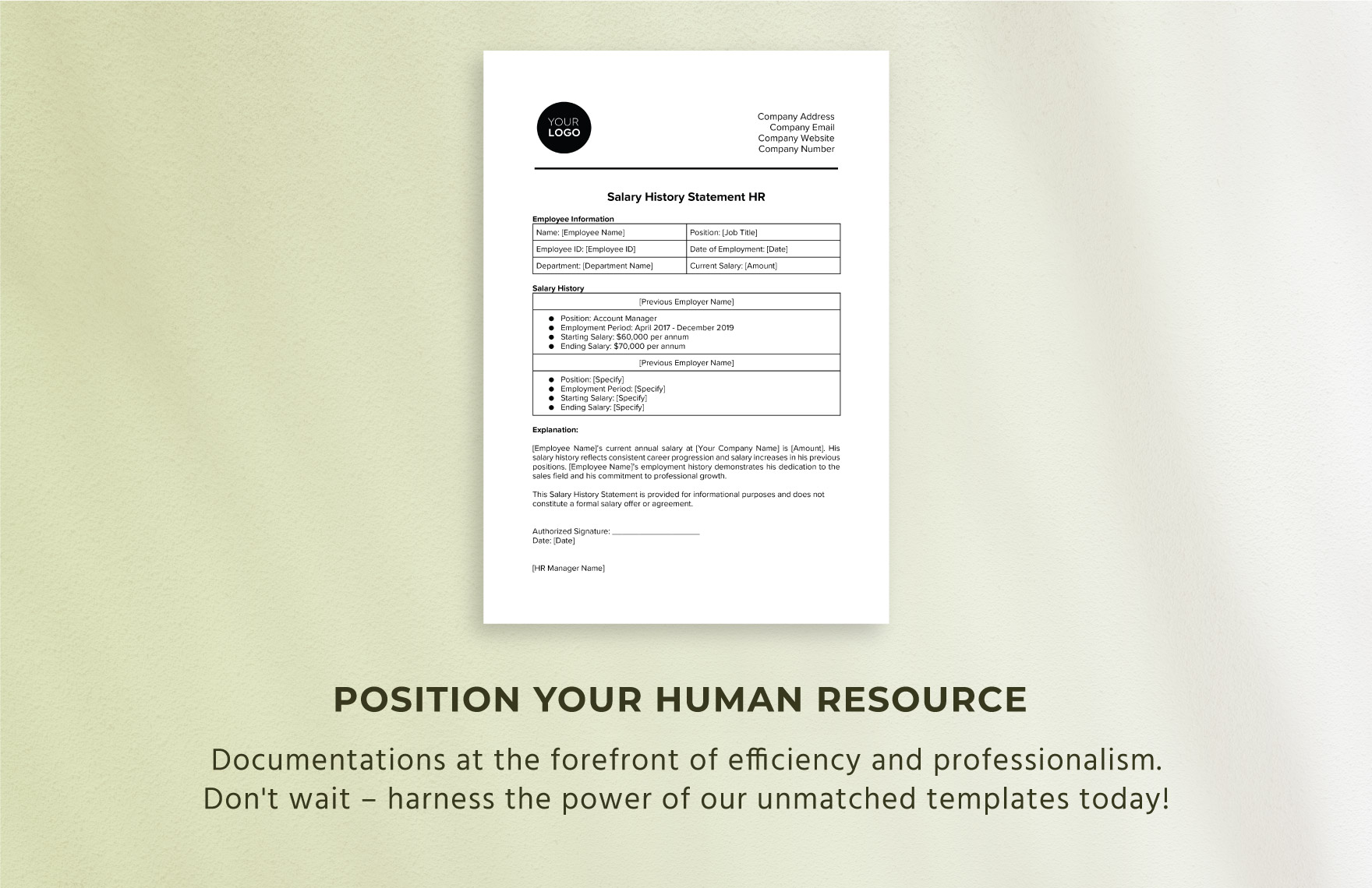 Salary History Statement Hr Salary History Statement Hr