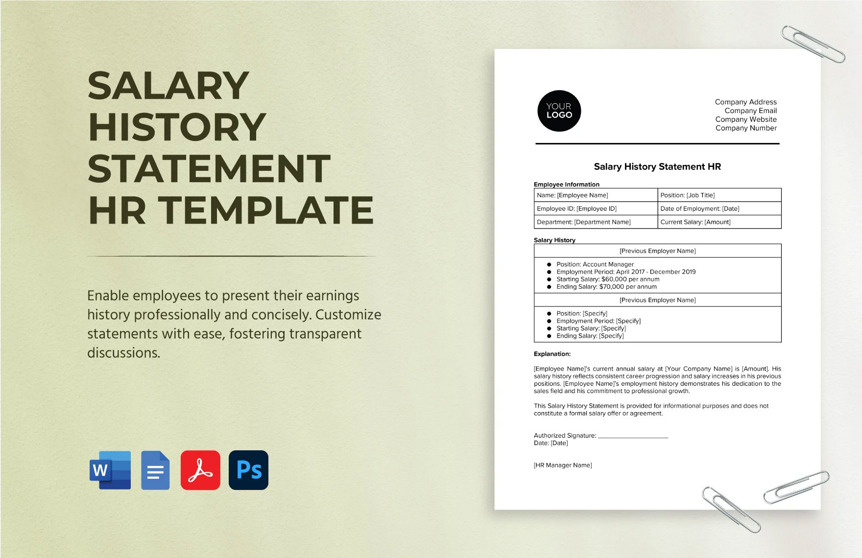 Salary History Statement Hr Salary History Statement Hr