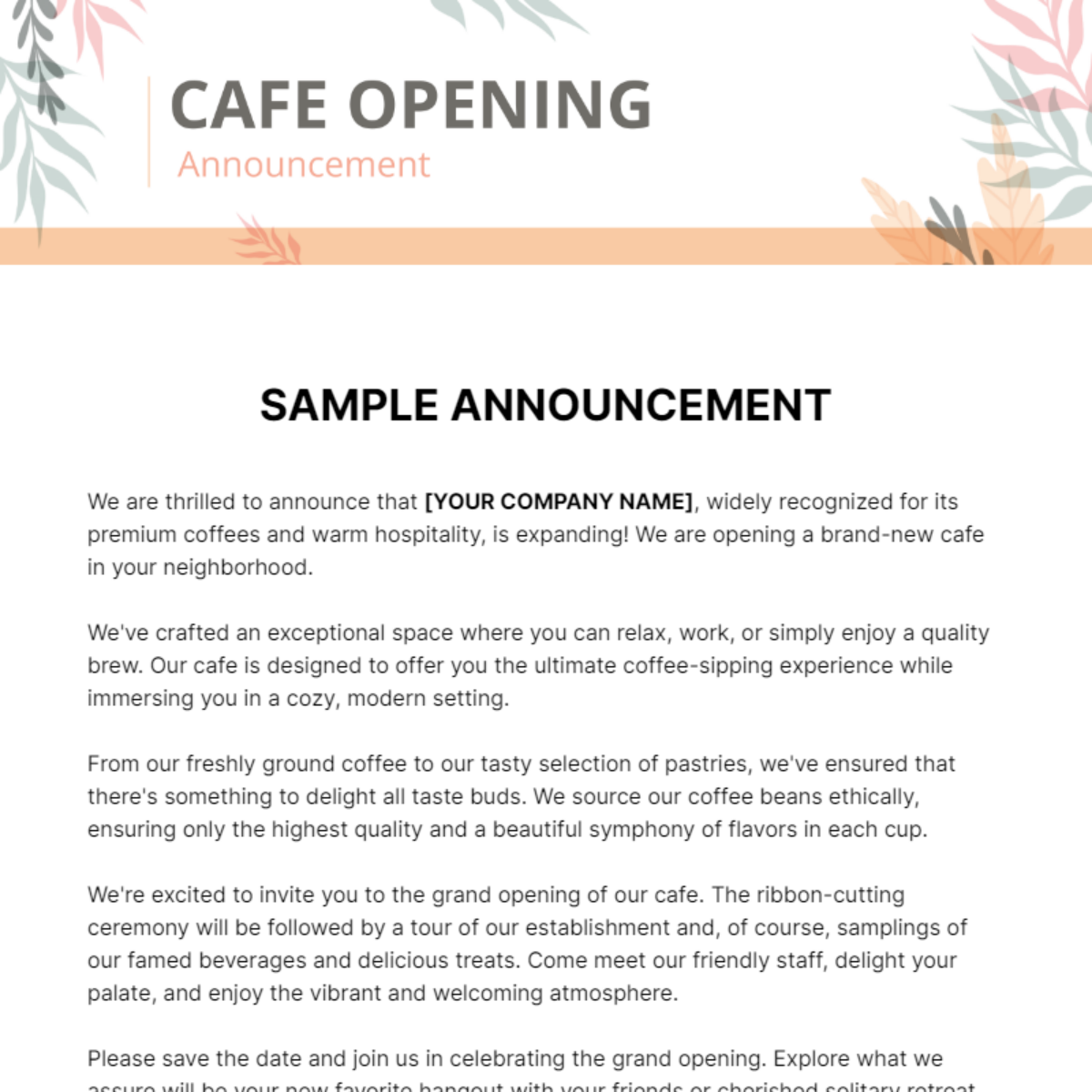 Sample Announcement