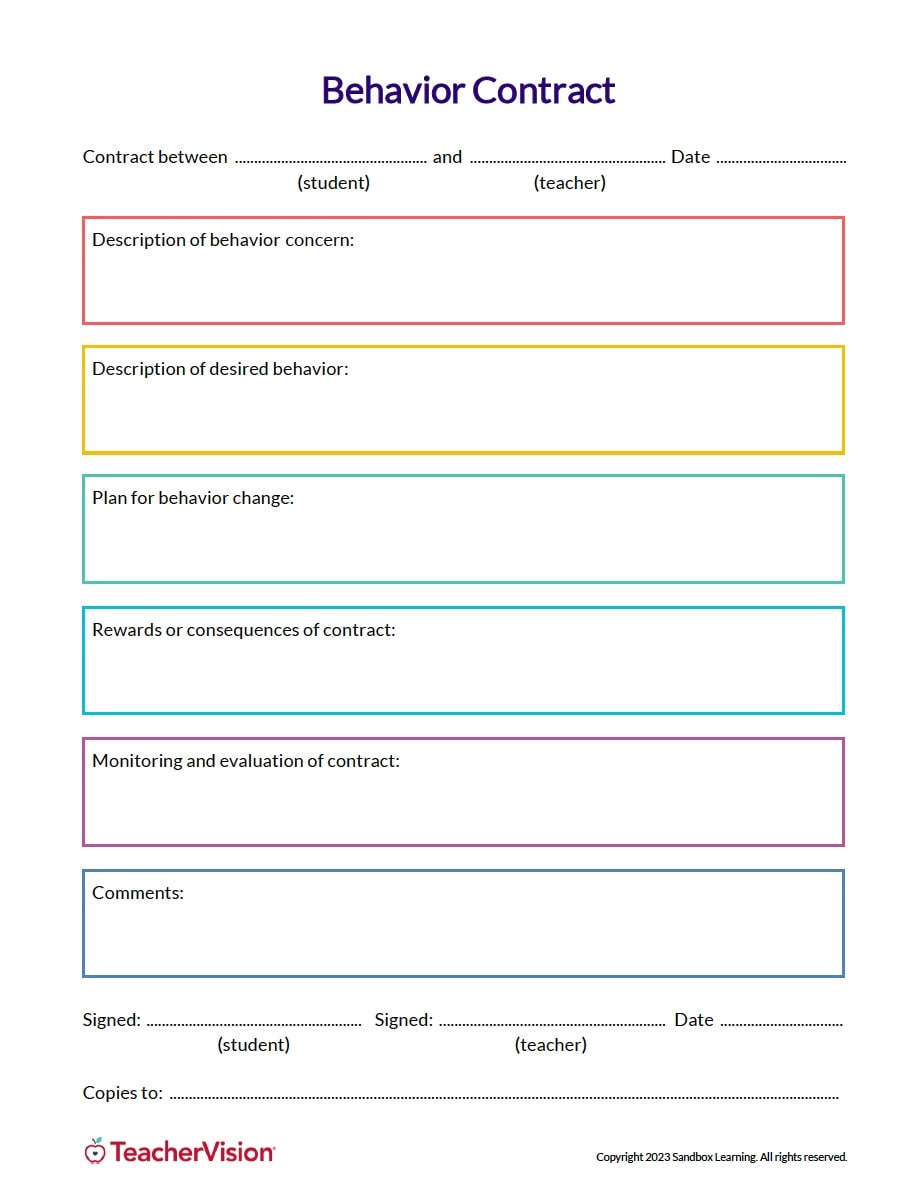 Sample Behavior Contract Version 2 Sample Behavior Contract Version 2