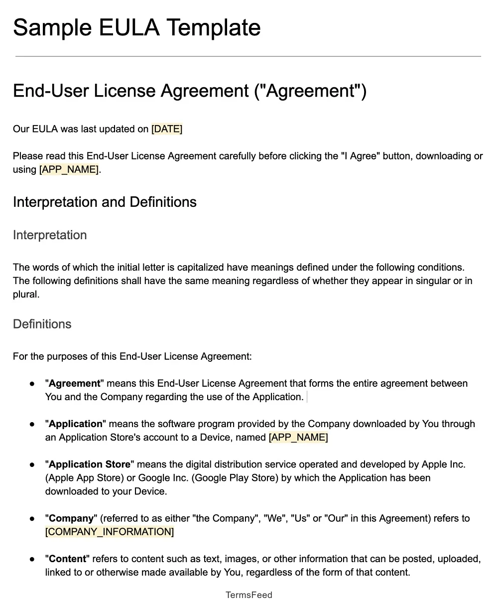 Sample Eula Template