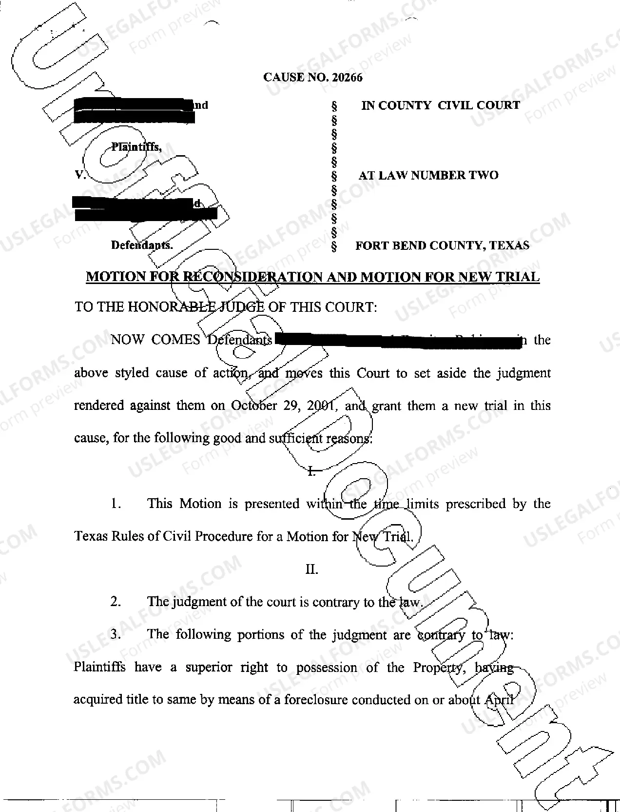 Sample Format Motion For Reconsideration