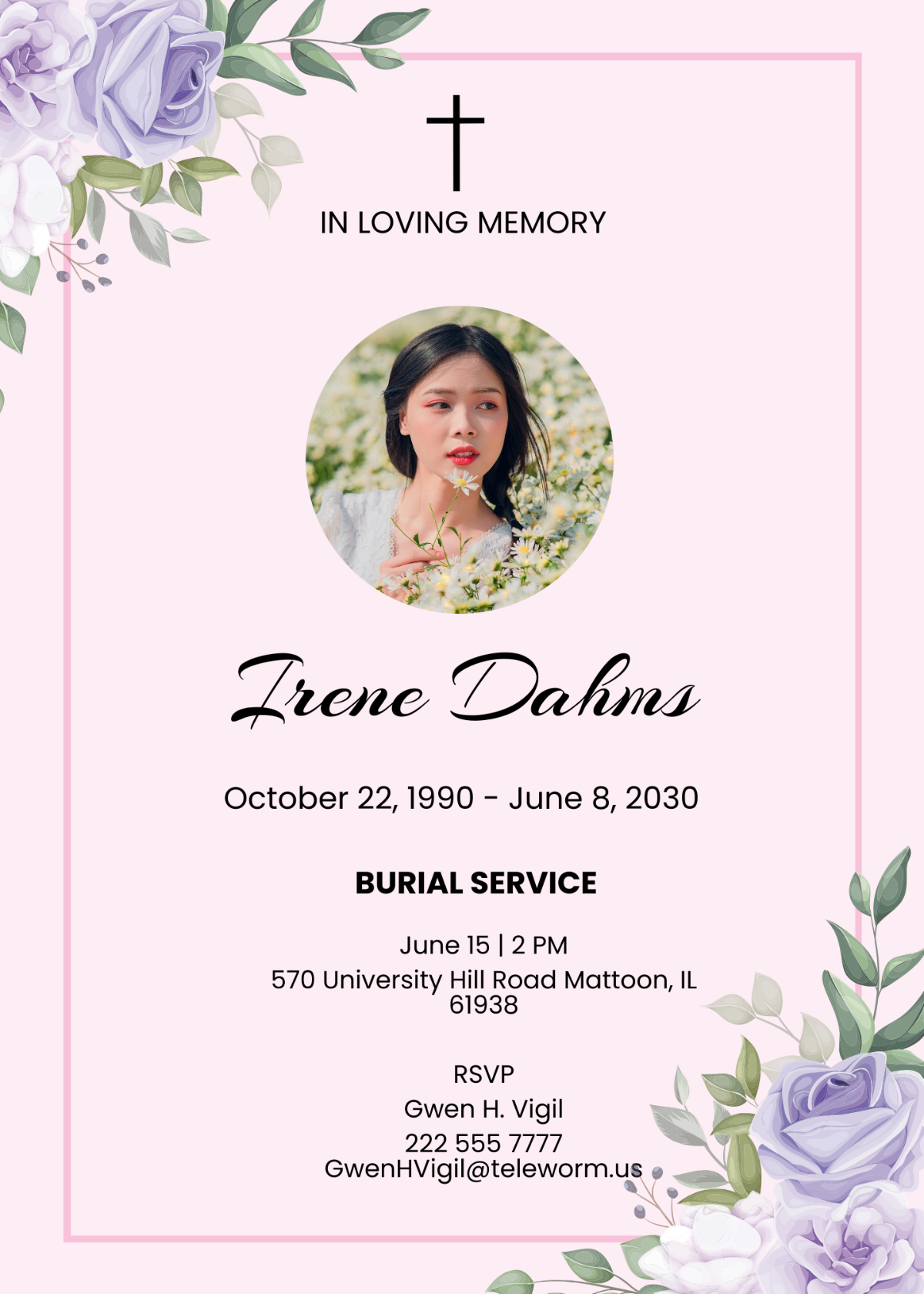 Sample Funeral Burial Invitation Sample Funeral Burial Invitation