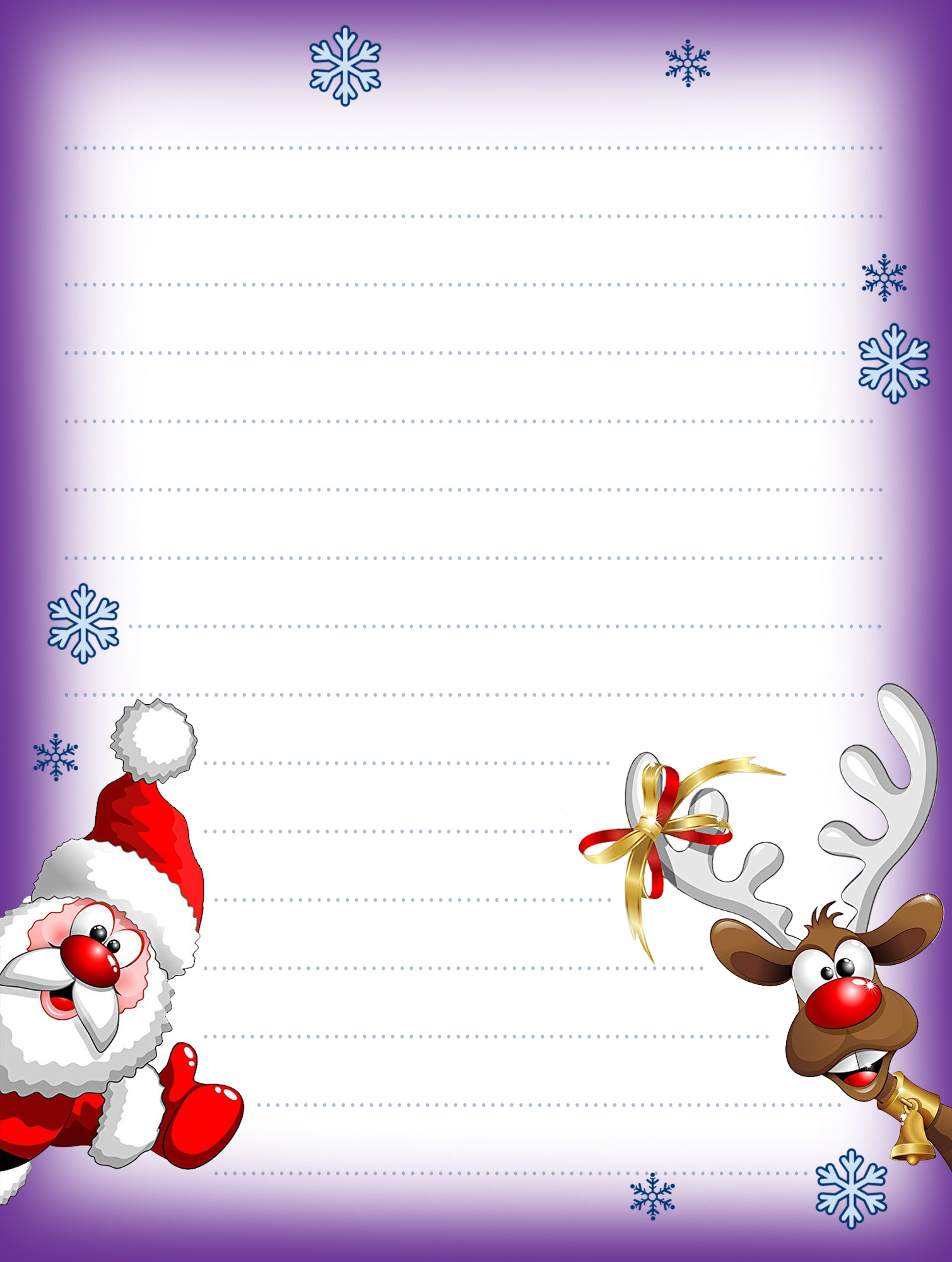 Santa And Rudolf Lined Christmas Notepaper