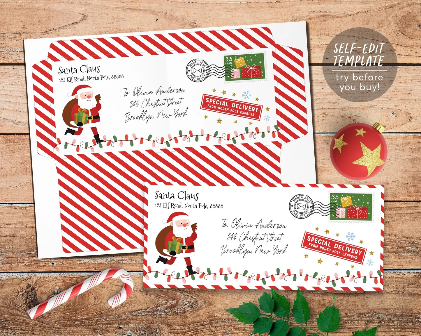 Santa Envelope Letter From Santa Editable Template Printable Envelope Personalized Address Dear Santa Letter Kit Letter From North Pole 323682663