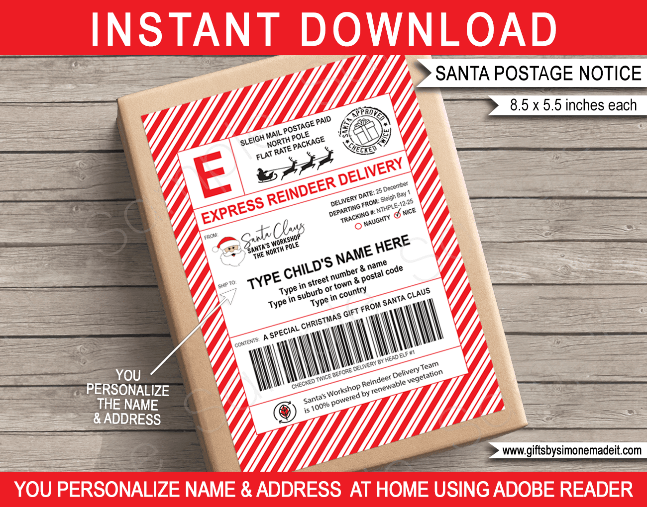 Santa Mail Shipping Labels