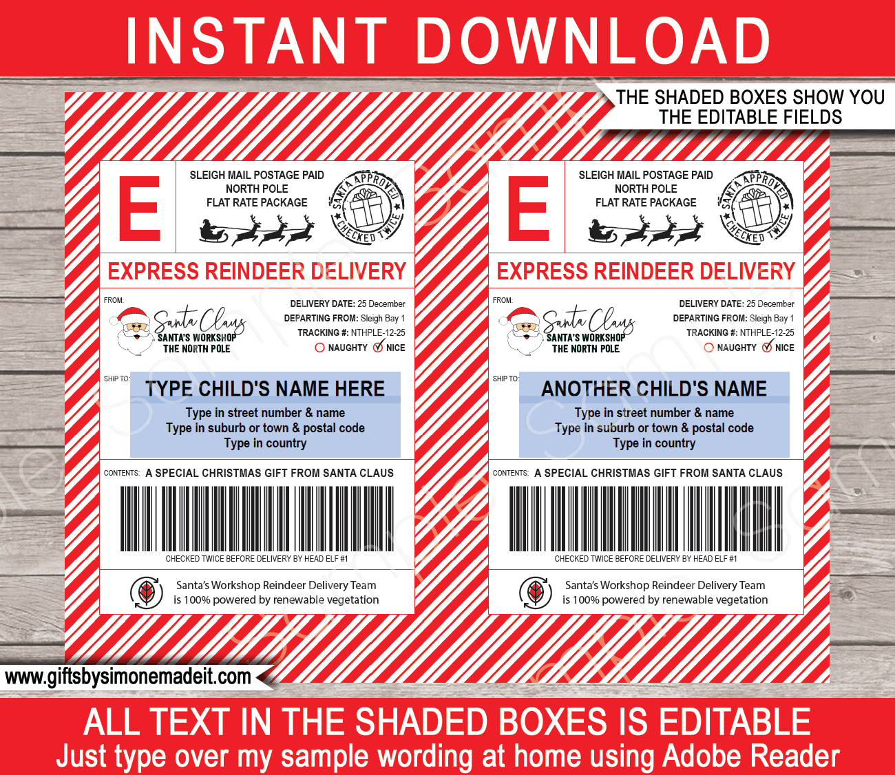 Santa Mail Shipping Labels