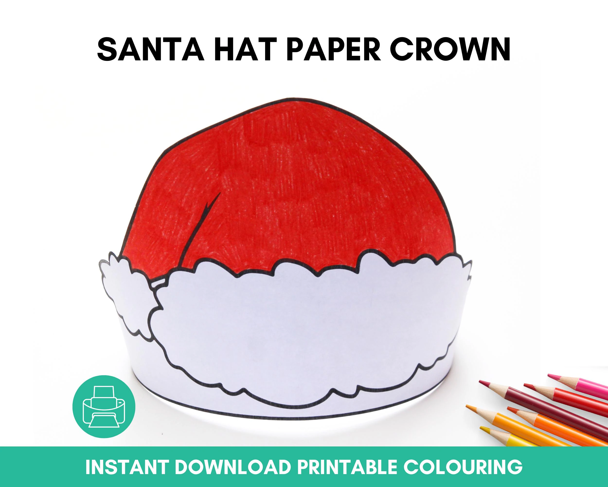 Santa Paper Crown Hat Printable Santa Paper Crown Hat Printable