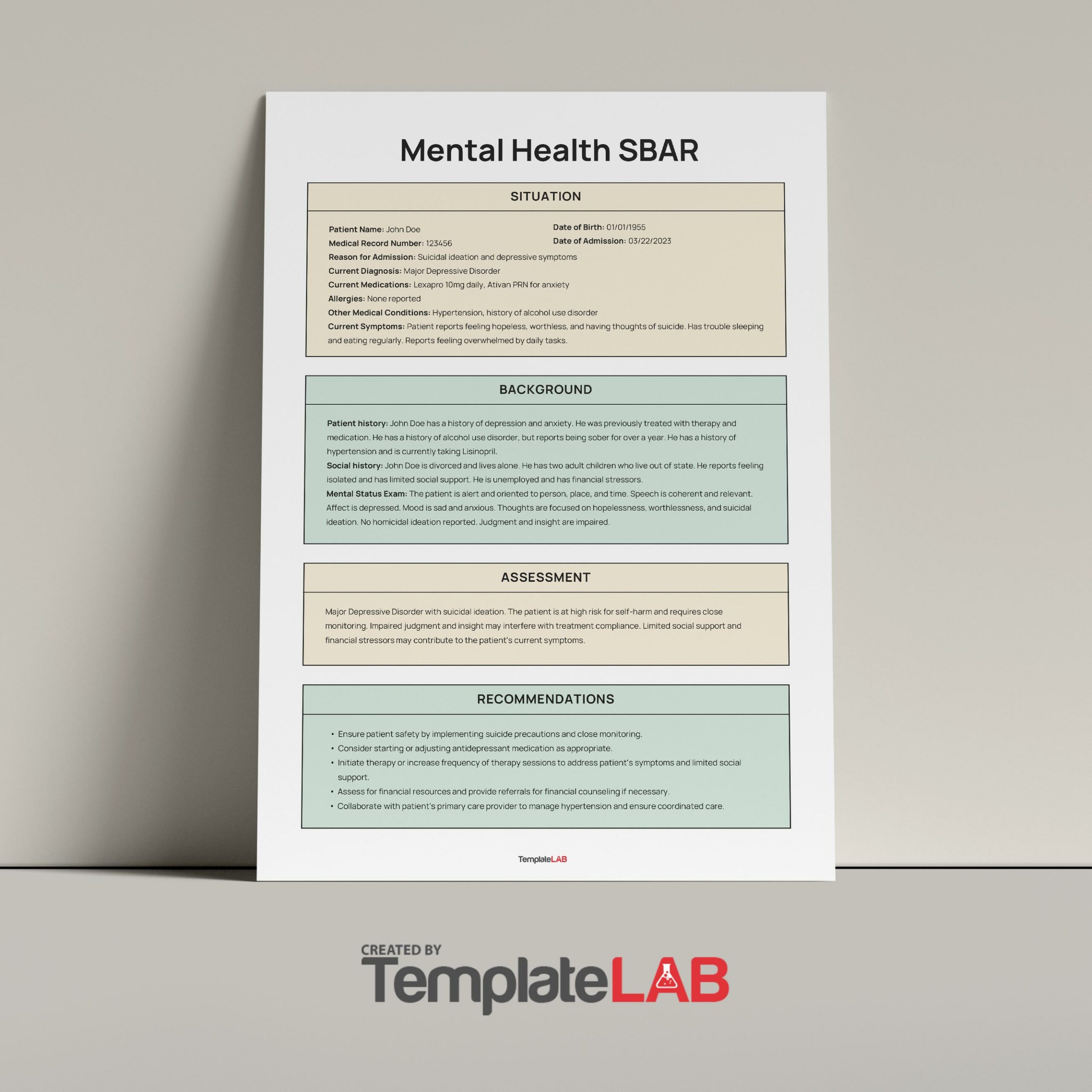 free printable blank sbar template