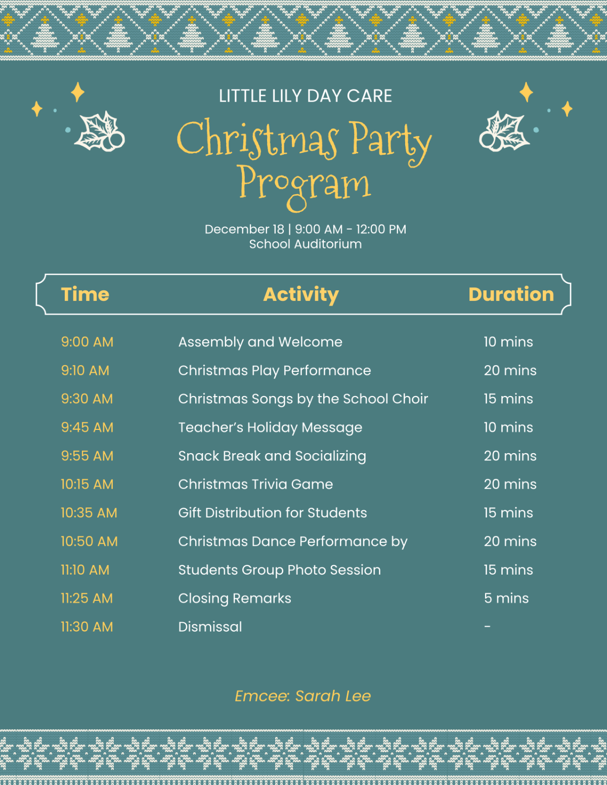 School Christmas Party Program School Christmas Party Program
