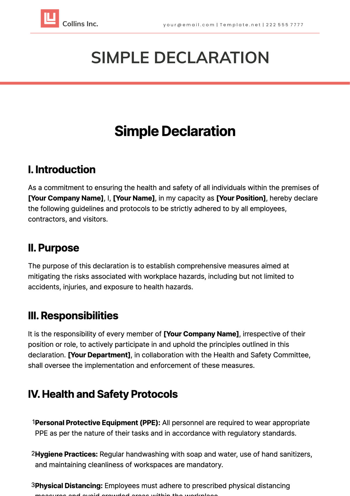 Simple Declaration Simple Declaration