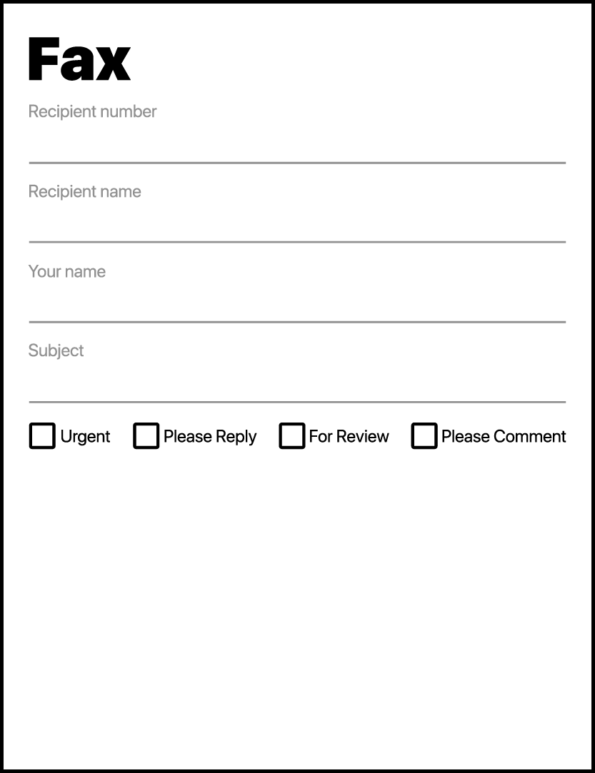 Simple Fax Cover Sheet