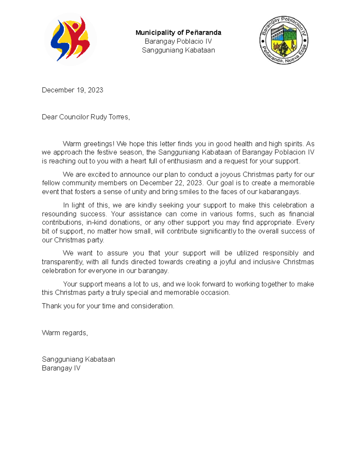 Solicitation Letter For Coun Solicitation Letter For Coun