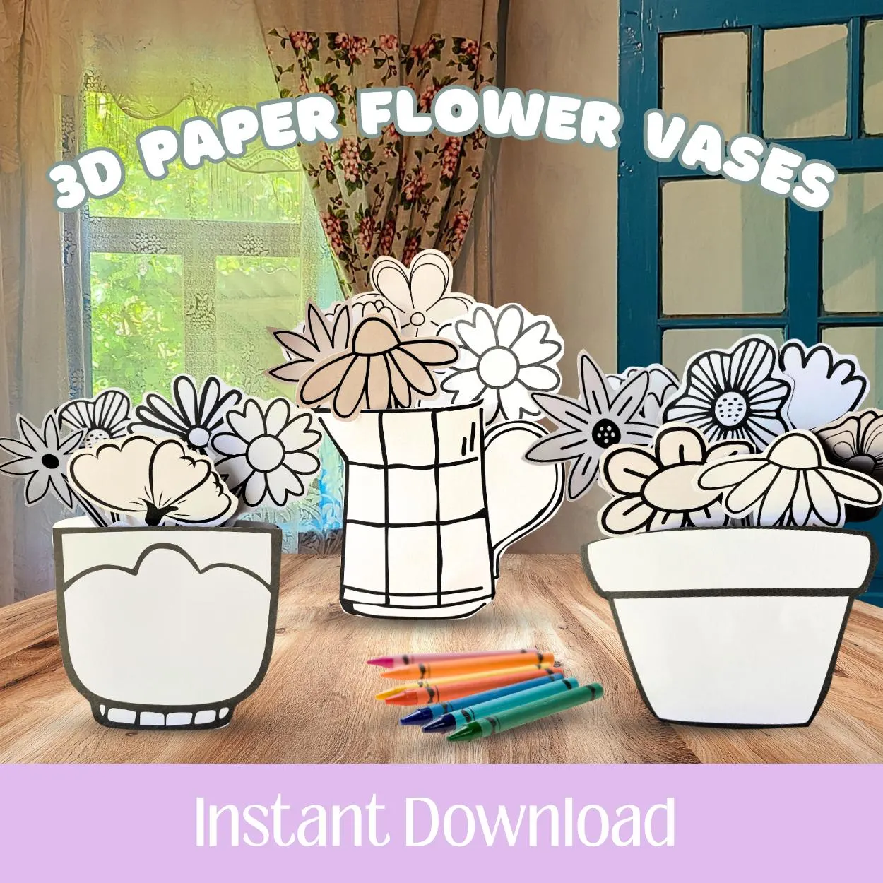 Spring 3d Paper Flower Vase Printable